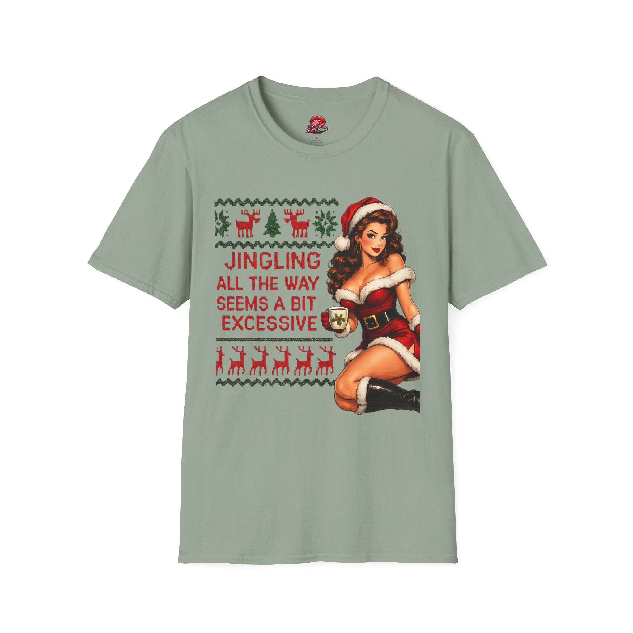 Jingling All The Way Pinup Santa T-Shirt