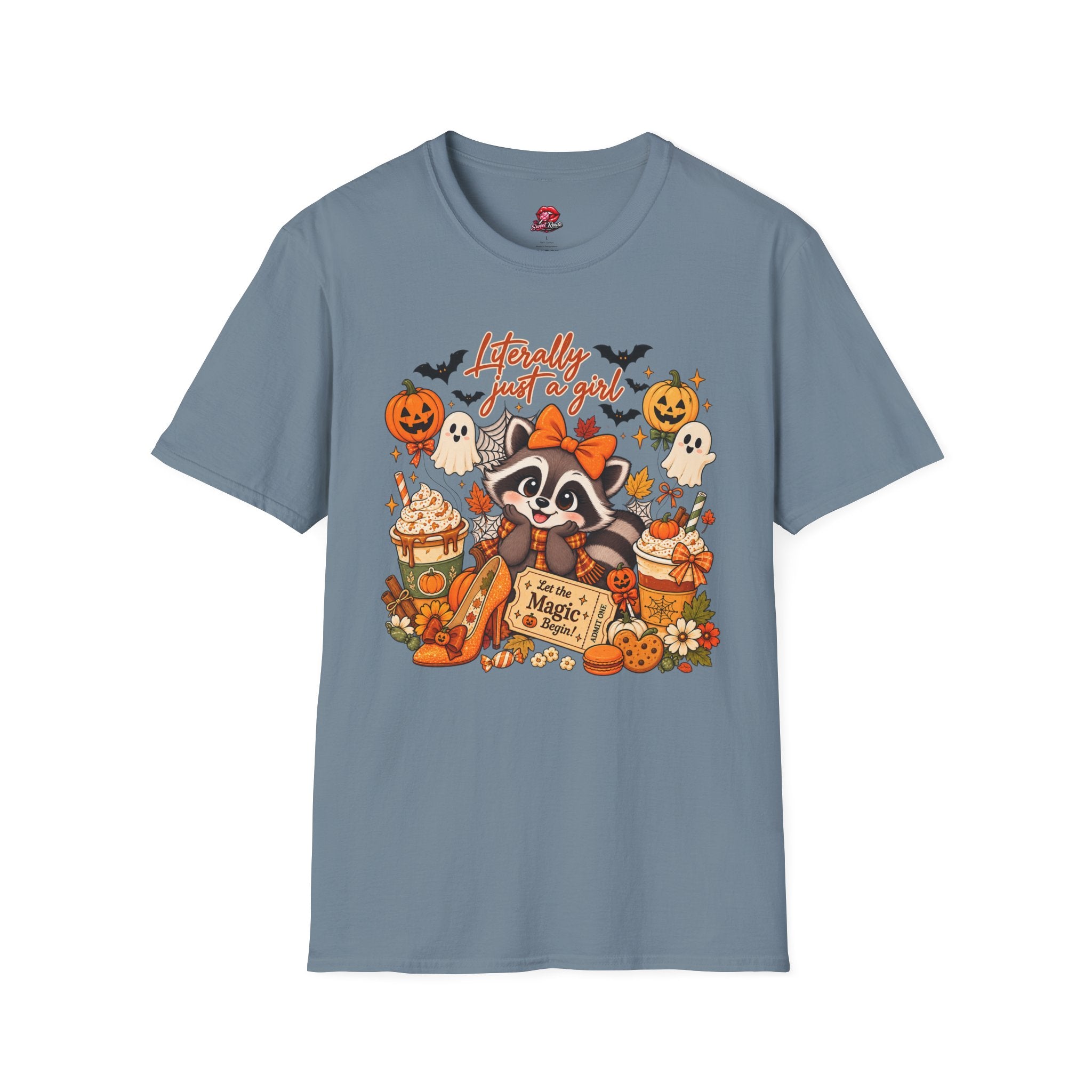 Halloween Just A Girl Raccoon Tee