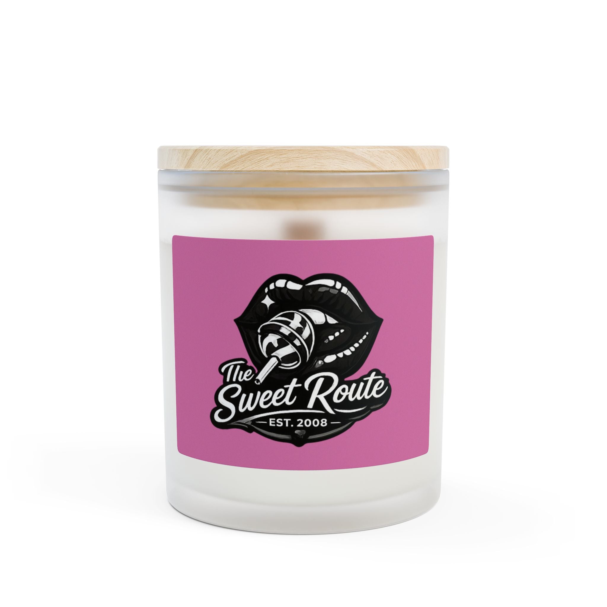 Black Sweet Route Frosted Glass Candle, 11oz