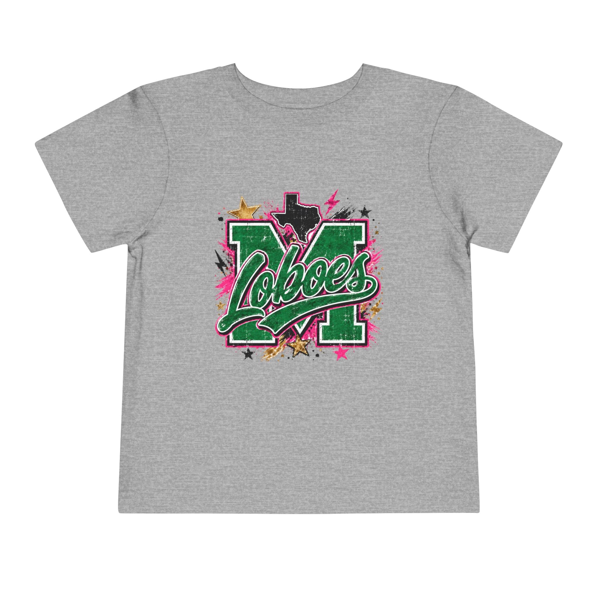 Toddler Tee Loboes Green & Pink Cheer Shirt