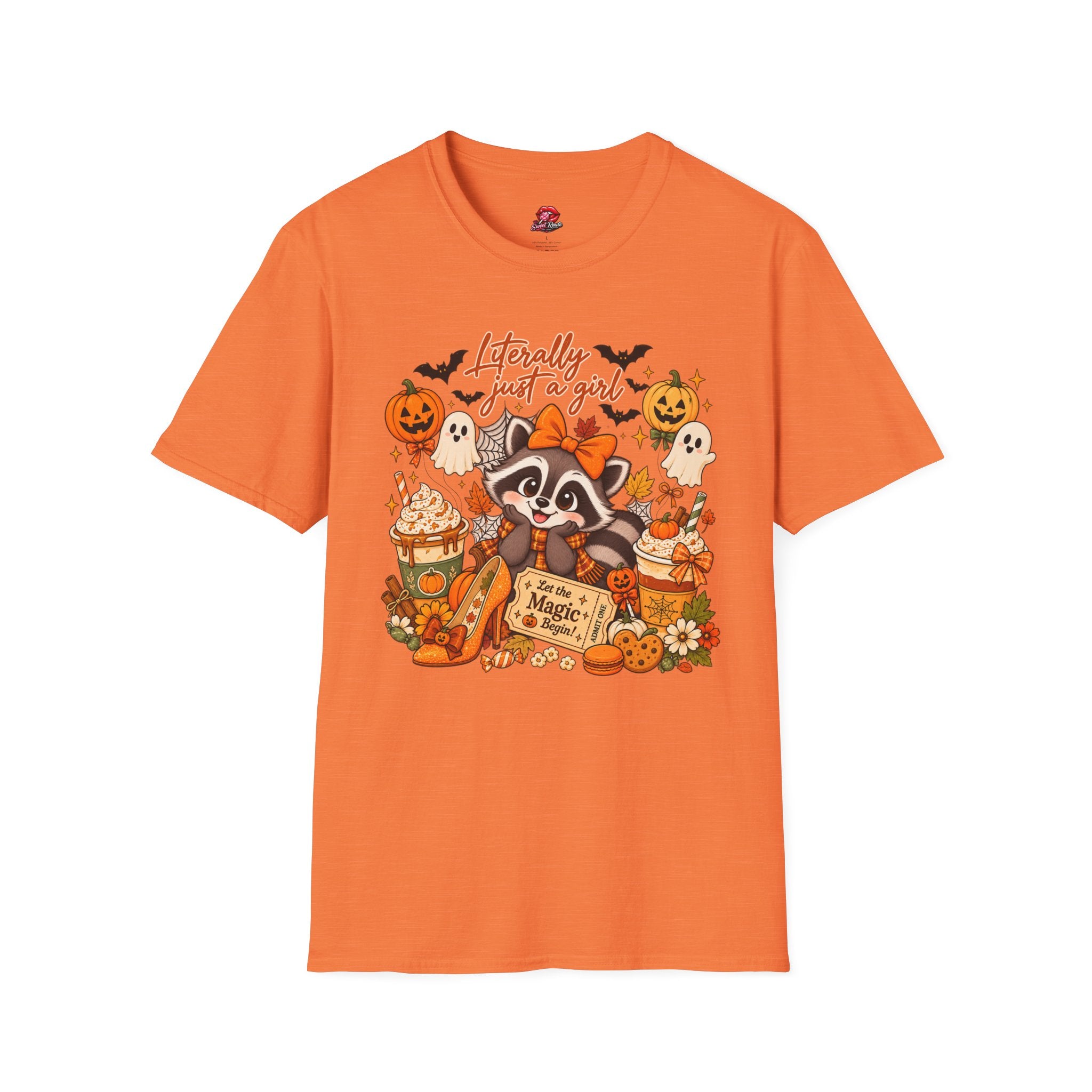 Halloween Just A Girl Raccoon Tee