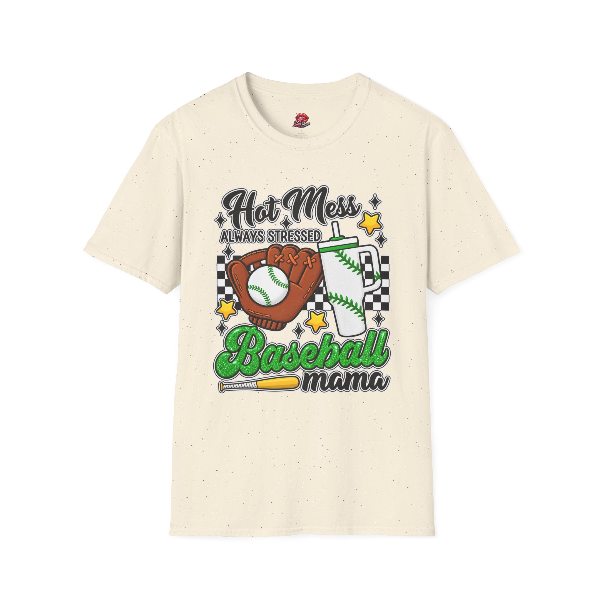 Hot Mess Always Stressed Baseball Mom Tee