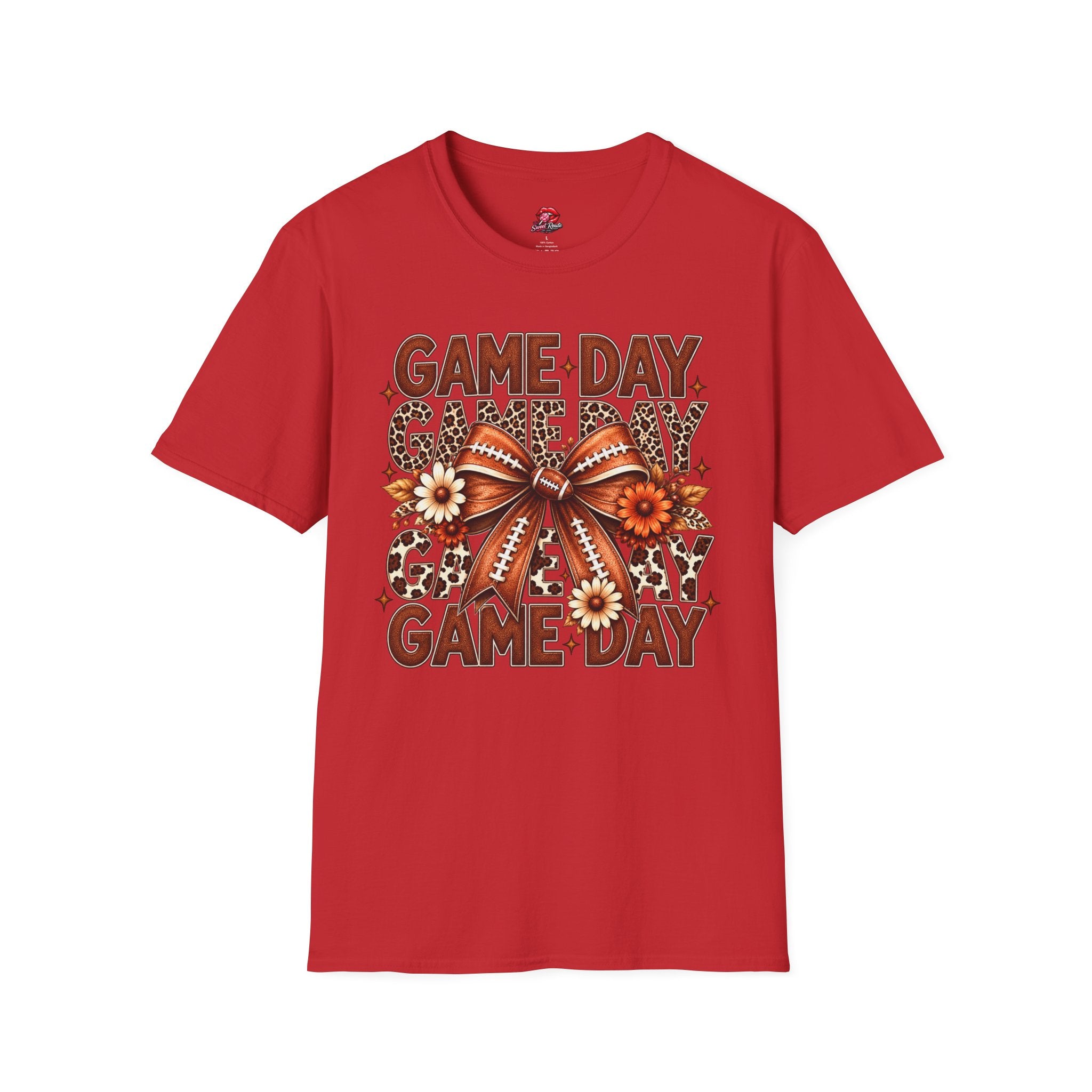 Floral Football Bow Game Day Tee