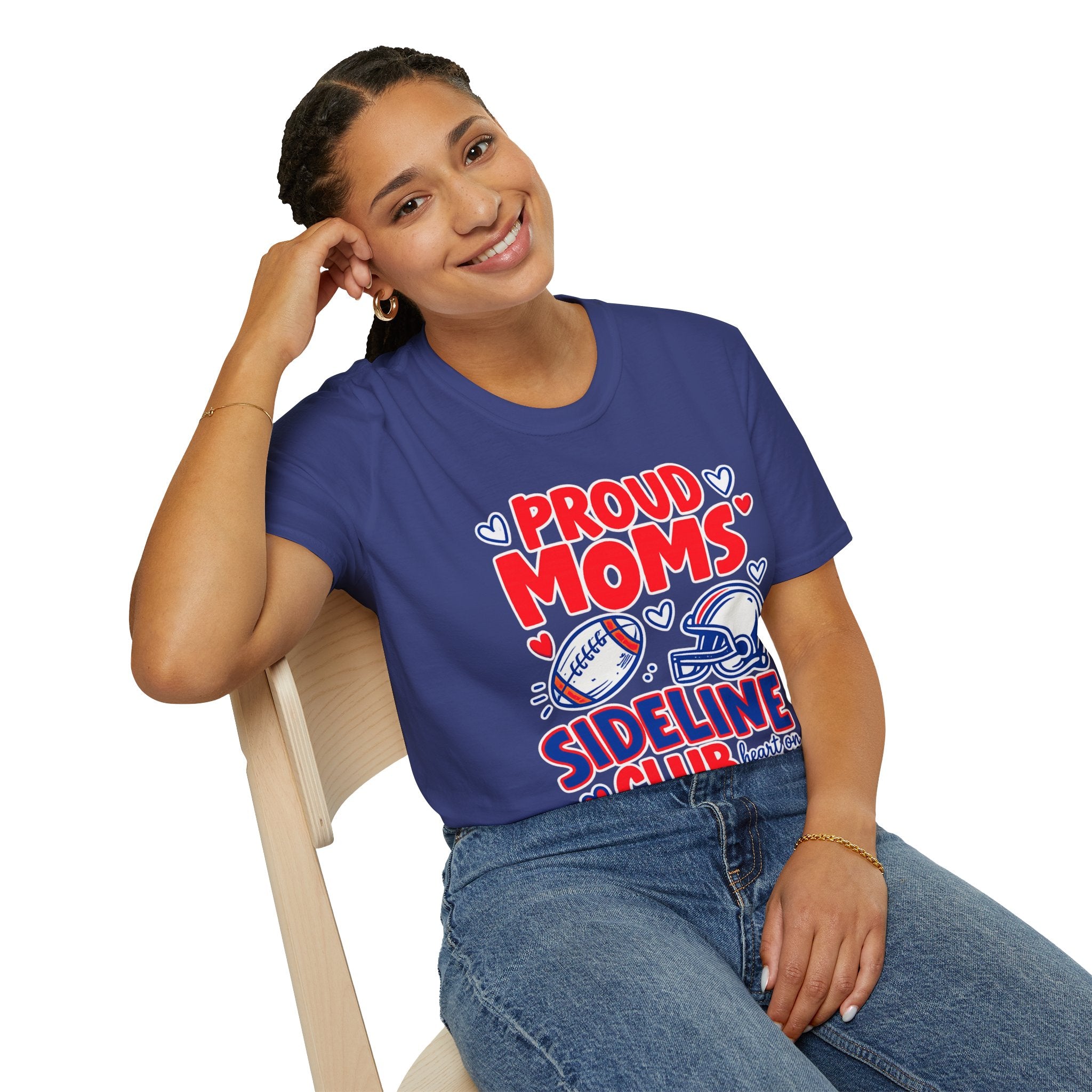 Proud Moms Sideline Club T-Shirt | Football Mom Game Day Tee | Cute Sports Mom Shirt