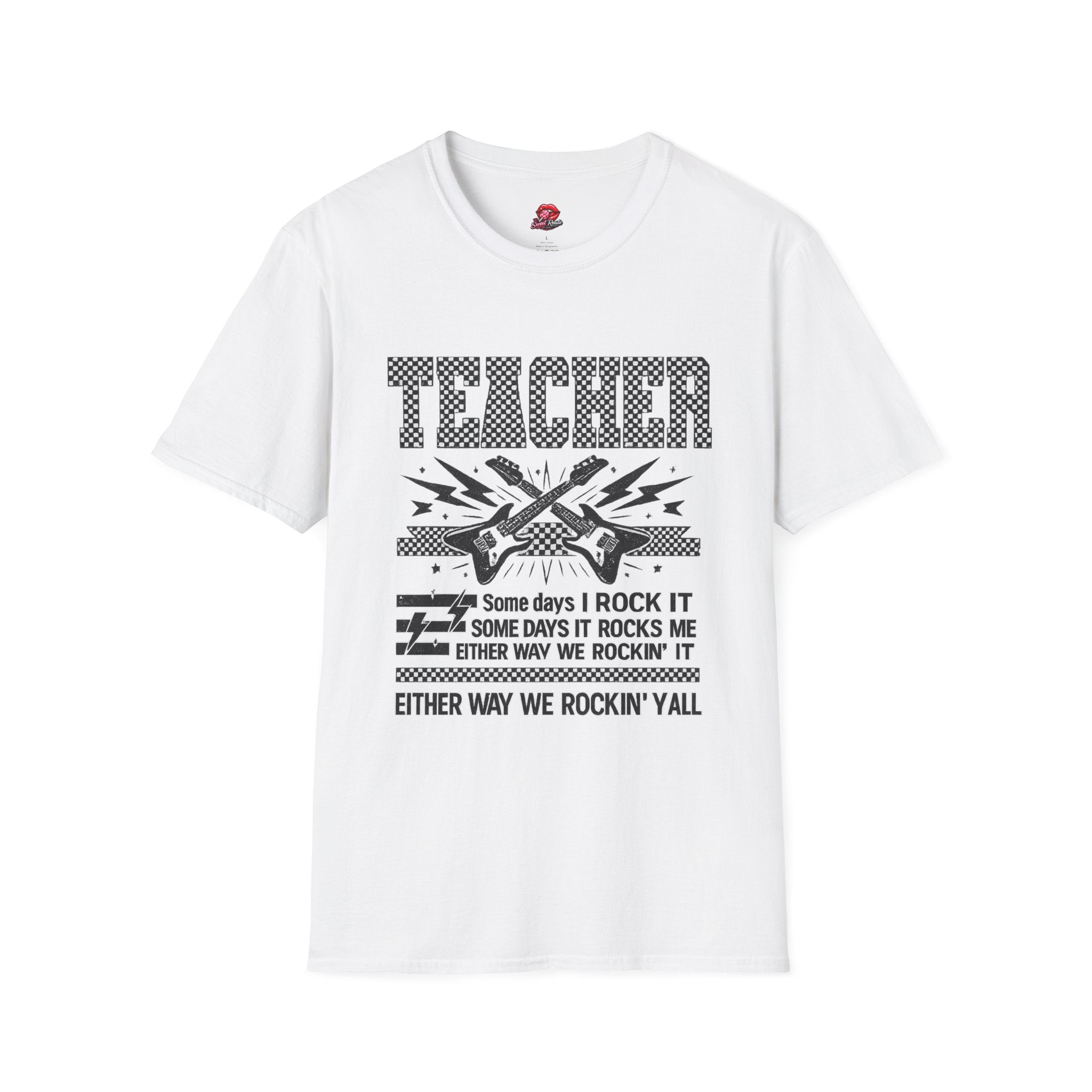 Teacher Rock T-Shirt | Retro Guitar Teacher Shirt | Vintage Rock & Roll Classroom Tee | Funny Teacher Gift
