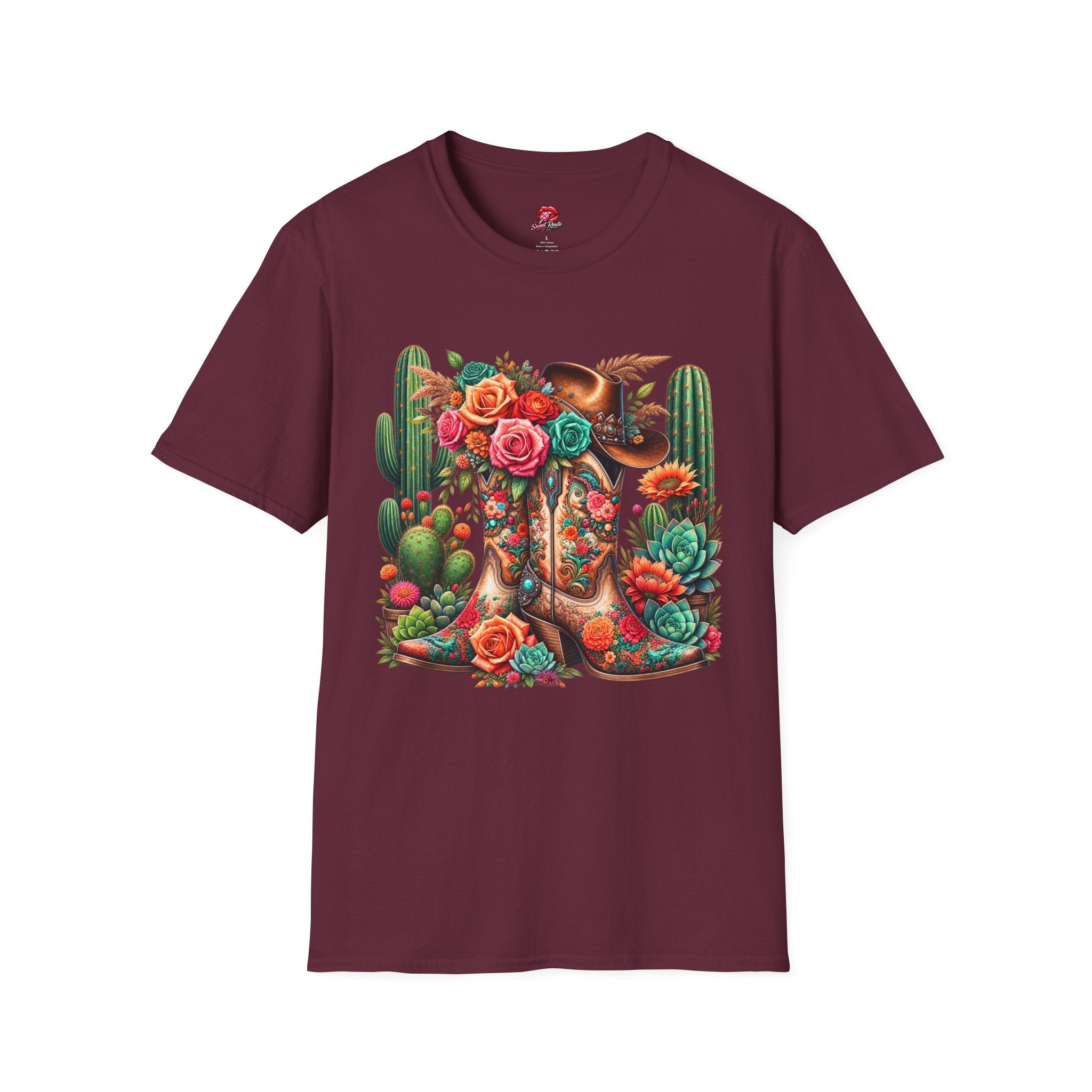 Floral Cactus Cowboy Boot T-Shirt