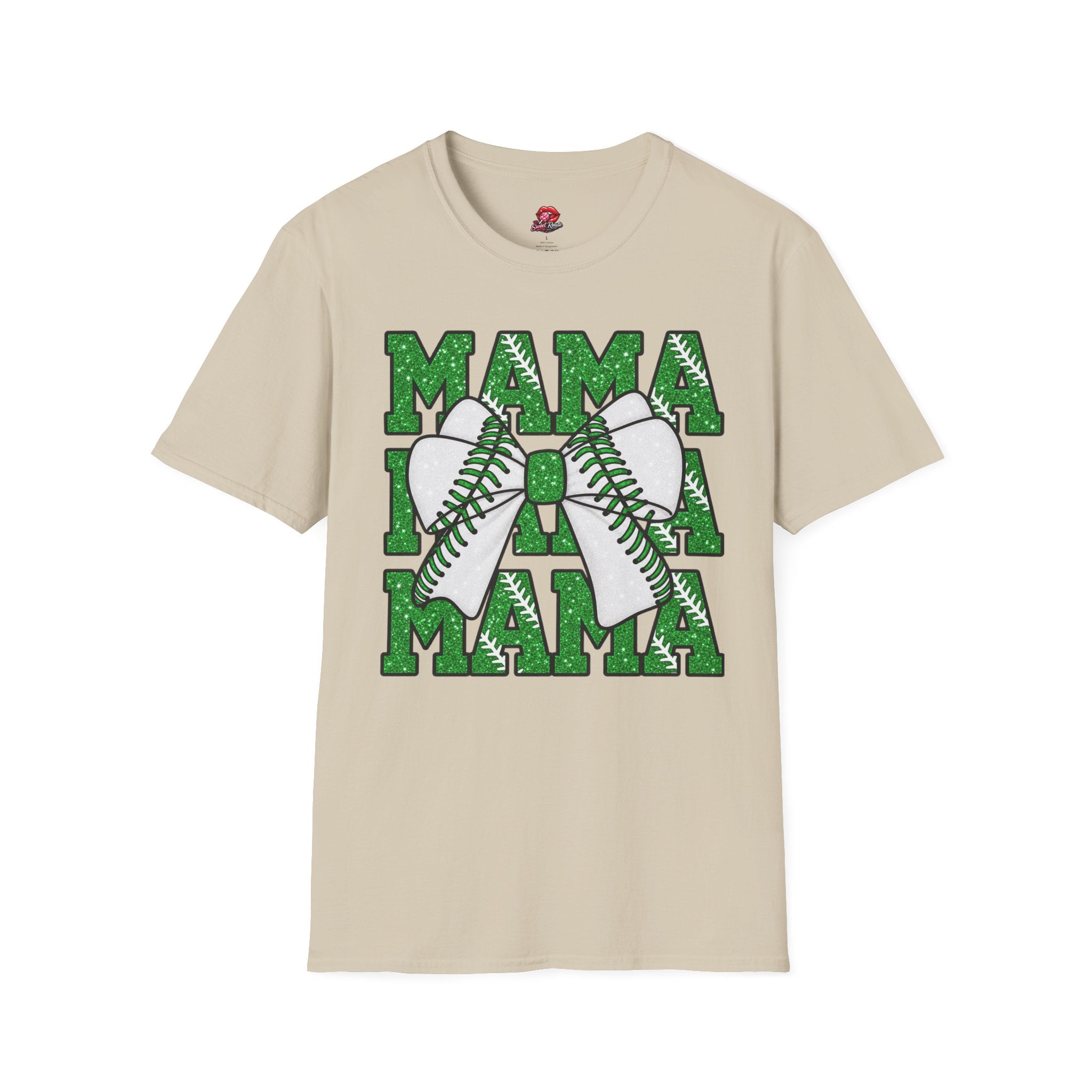 Green Glitter Mama Baseball Tee
