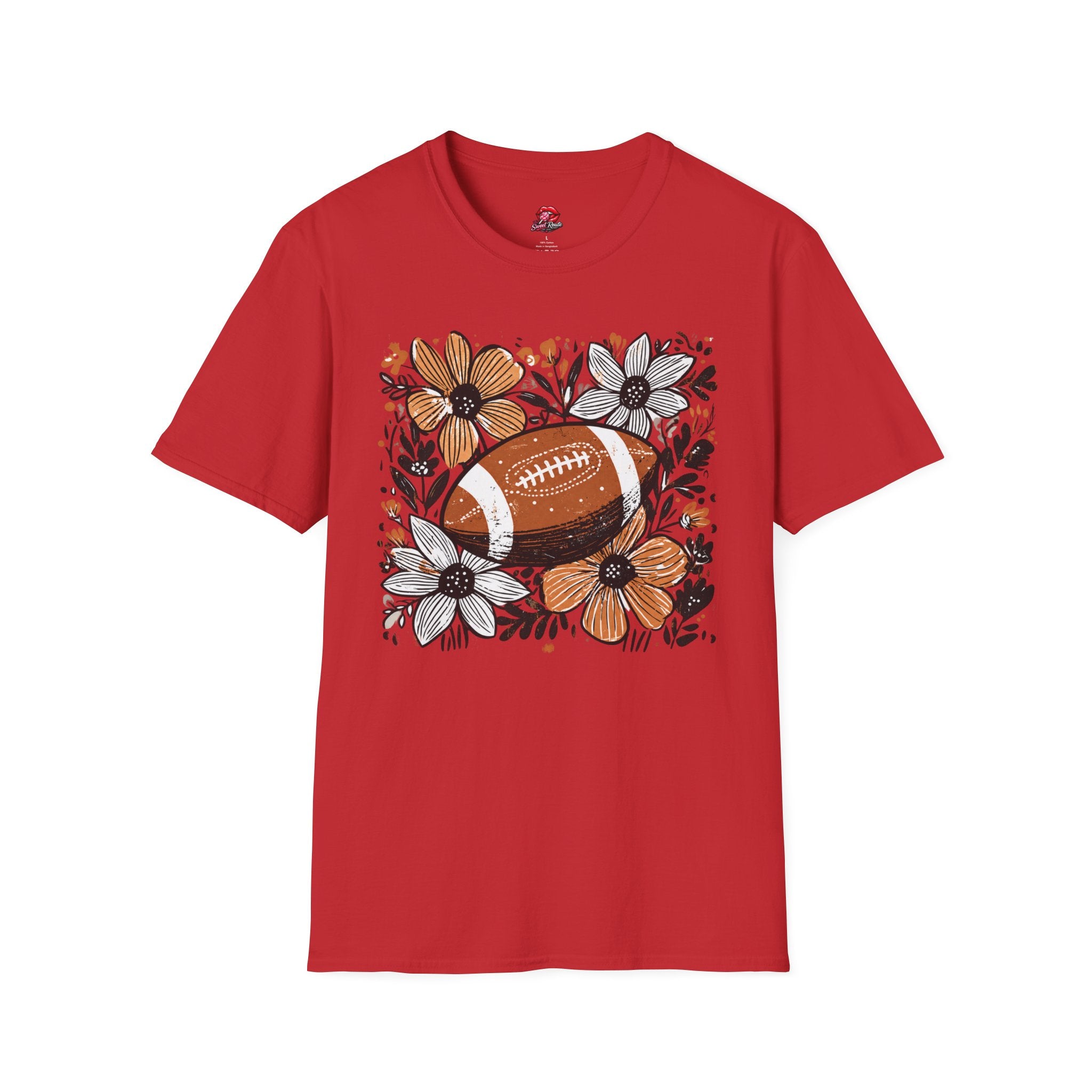 Floral Football T-Shirt — Vintage Fall Game Day Tee