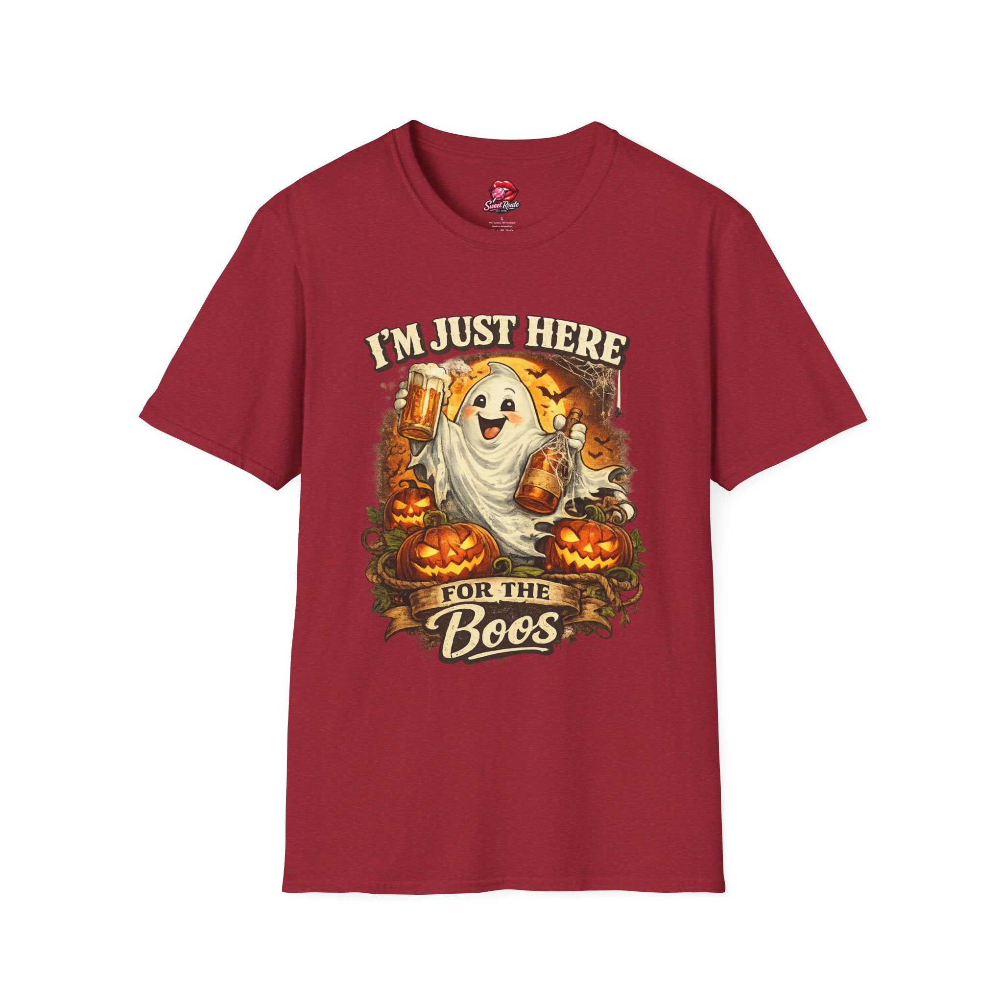 I’m Just Here for the Boos T-Shirt | Funny Halloween Ghost Shirt | Cute Spooky Season Tee | Pumpkin Fall Graphic Tee | Halloween Party Shirt