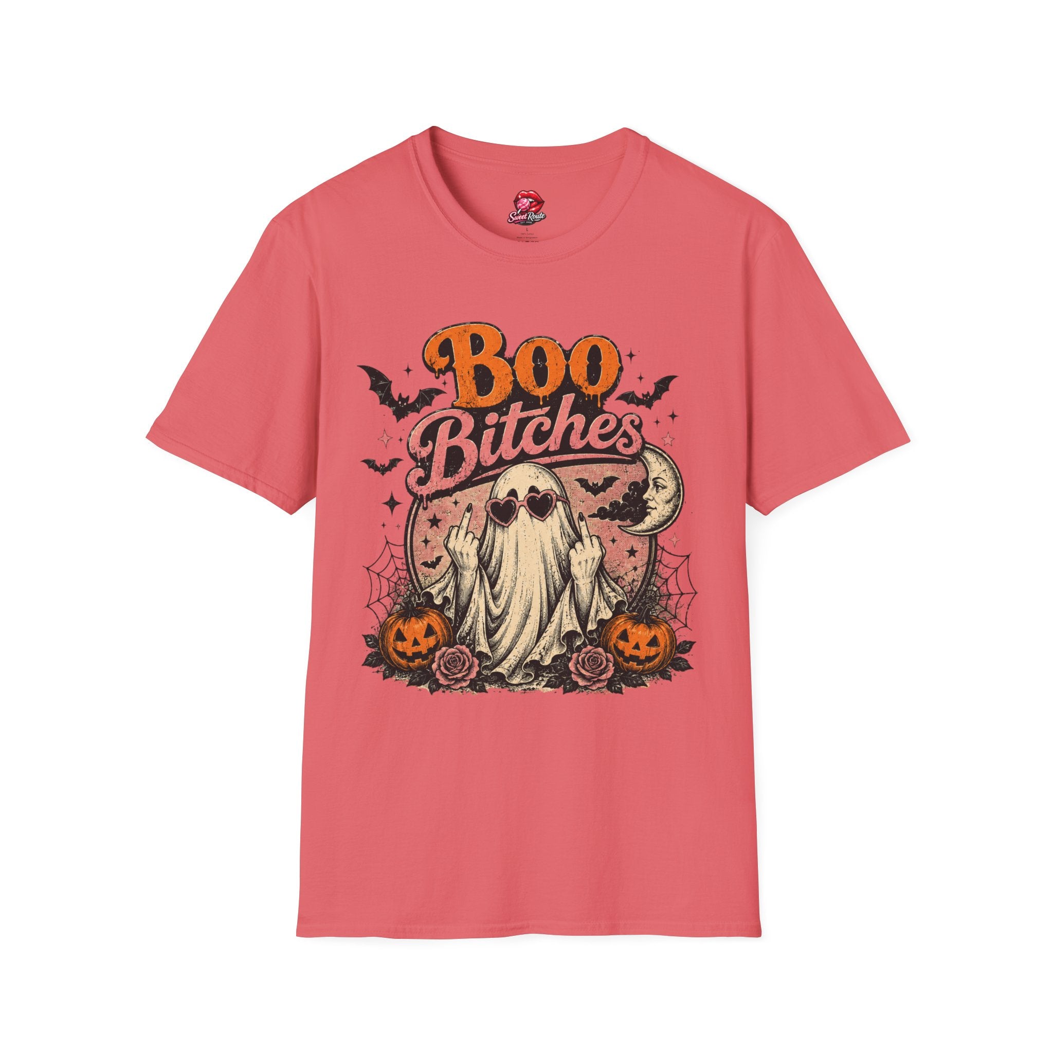 Boo Bitches Halloween T-Shirt | Funny Ghost Graphic Tee | Cute Spooky Season Shirt | Retro Halloween Tee