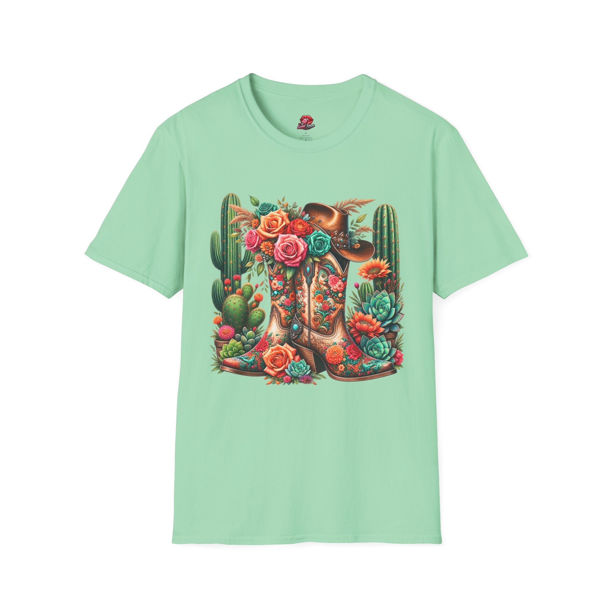 Floral Cactus Cowboy Boot T-Shirt