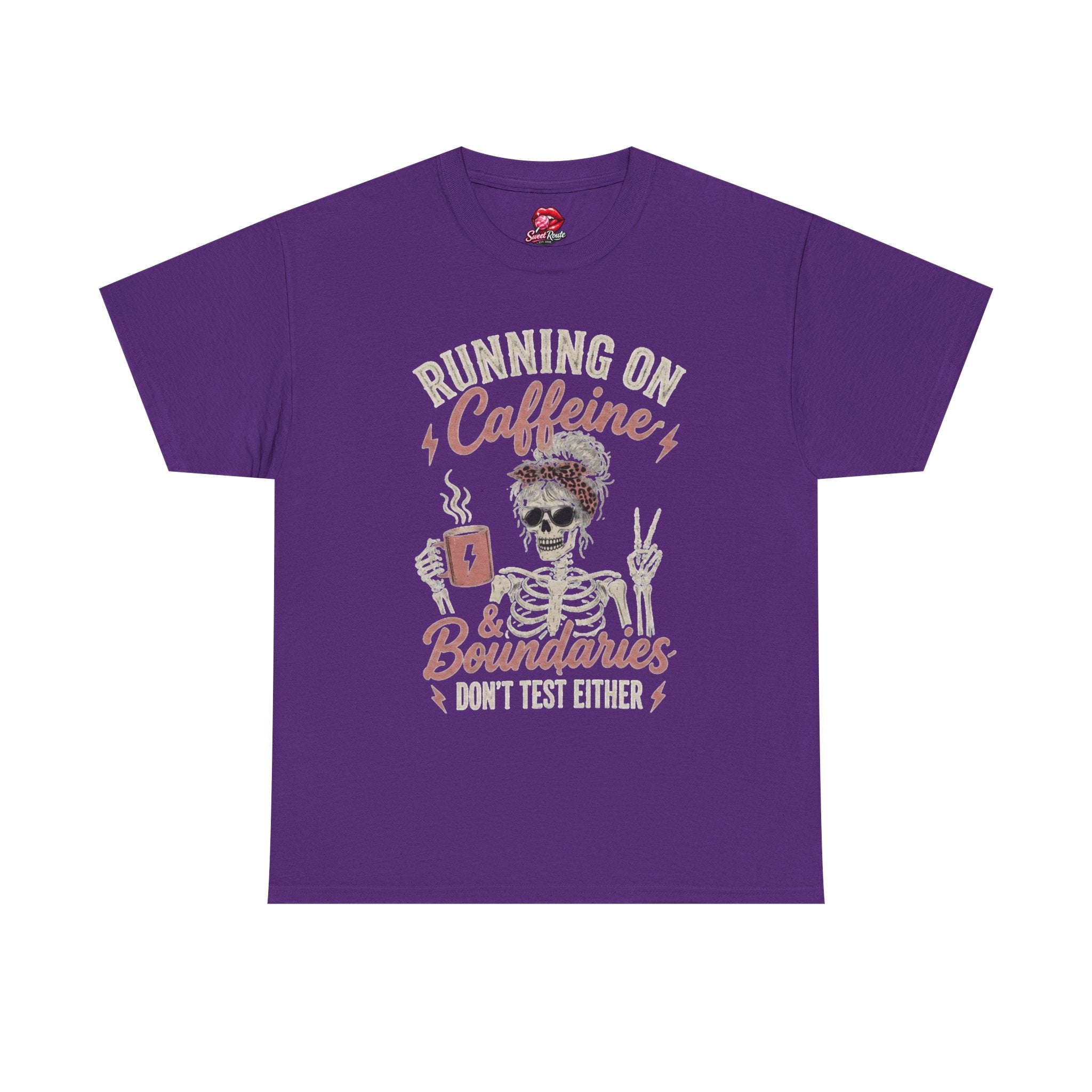 Running on Caffeine & Boundaries Skull Tee | Coffee Skeleton Shirt