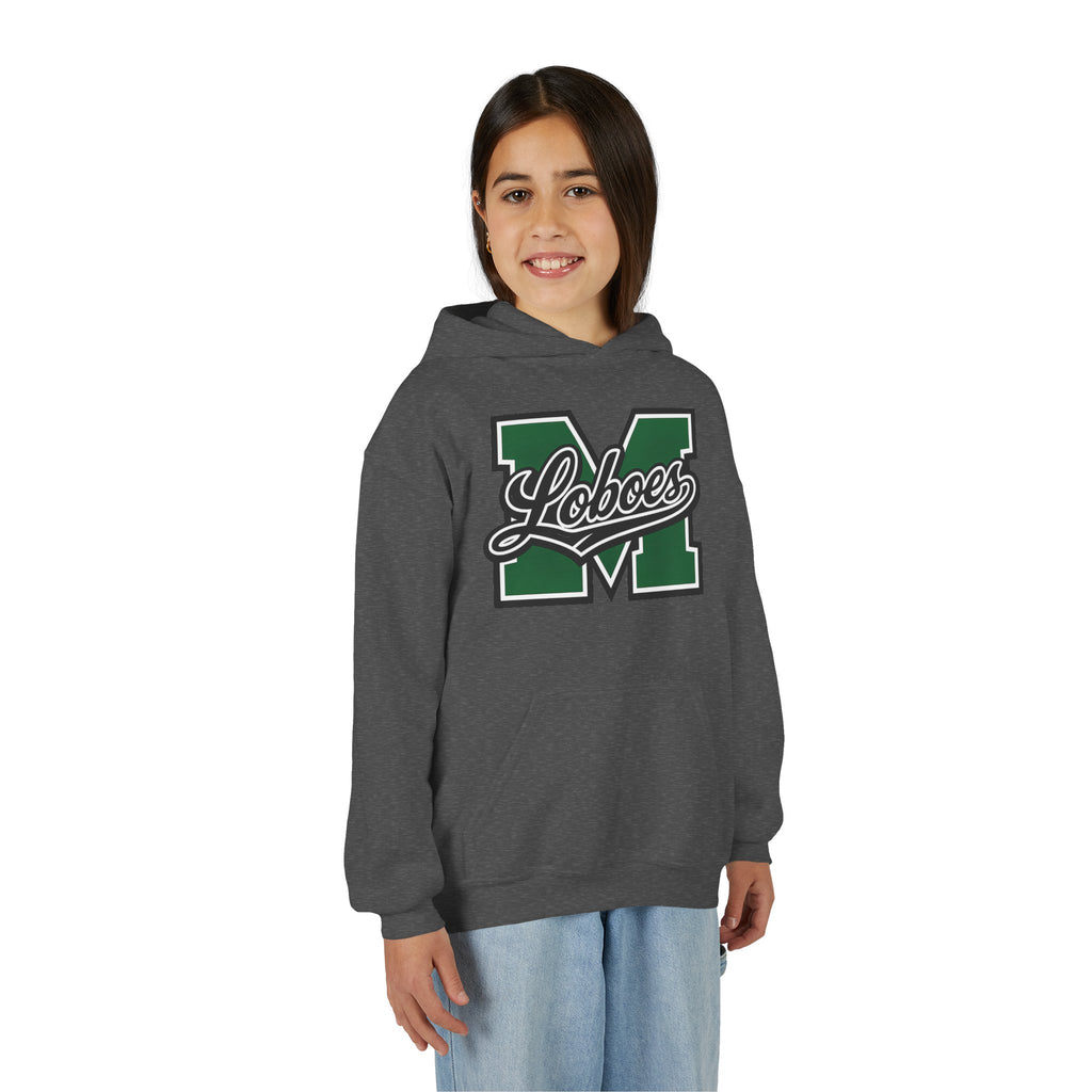 Youth Hoodie — 'M Loboes' Varsity Letterman School Spirit Pullover