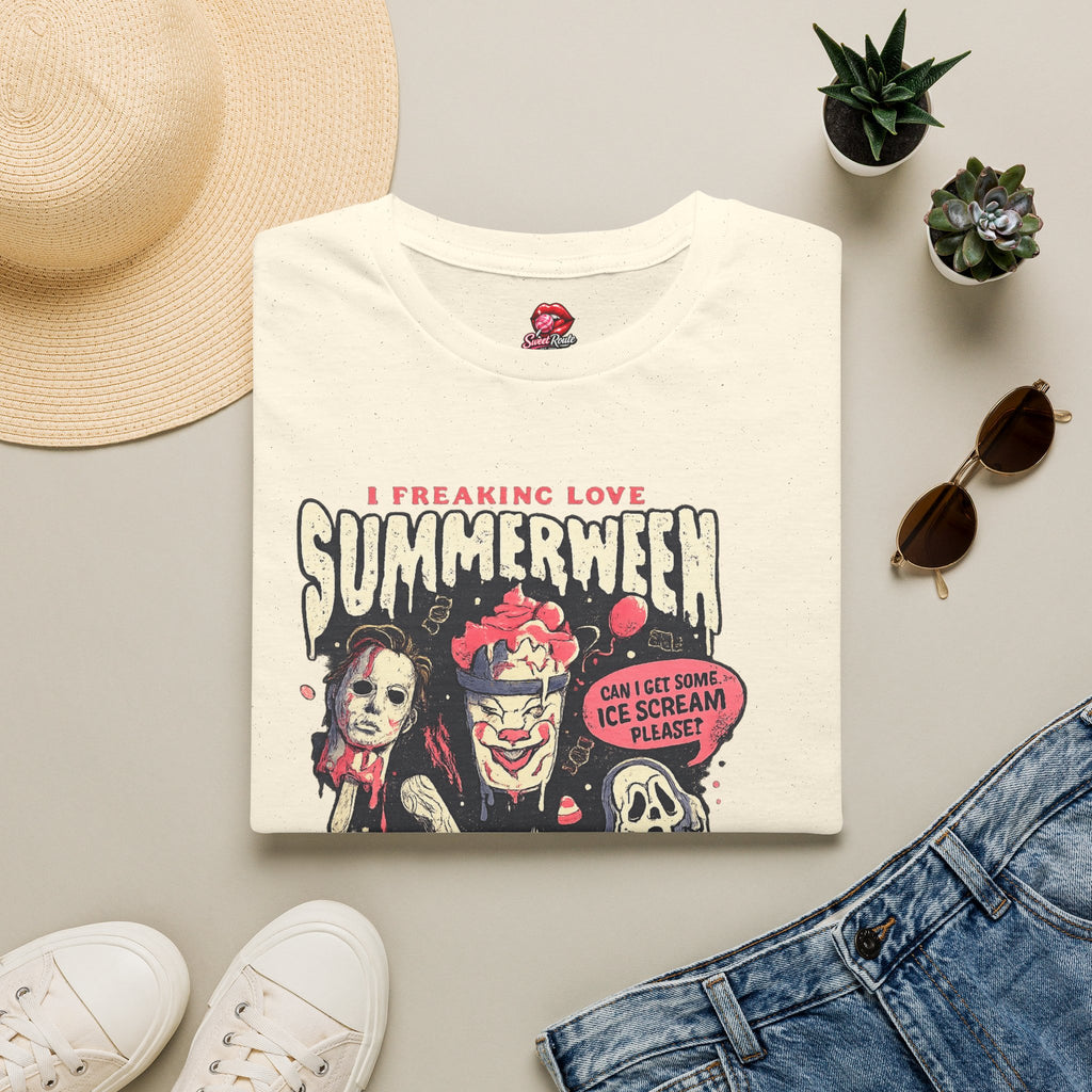 I Freaking Love Summerween T-Shirt | Horror Cartoon Characters, Ice Scream Speech Bubble