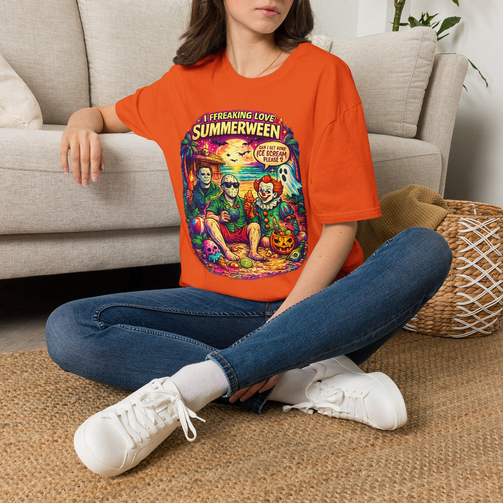 Summerween Horror Beach T-Shirt — "I Freaking Love Summerween" Graphic Tee