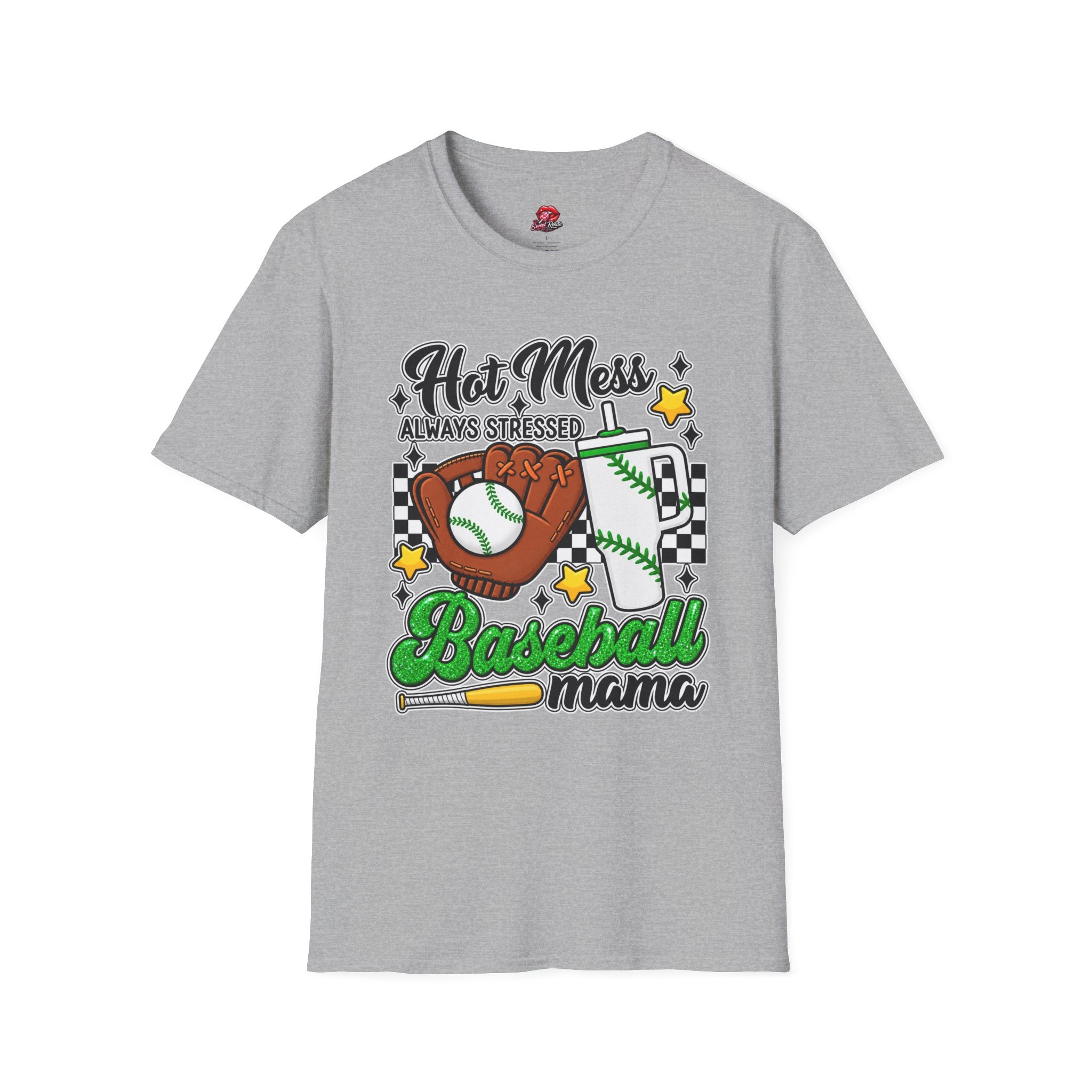 Hot Mess Always Stressed Baseball Mom Tee