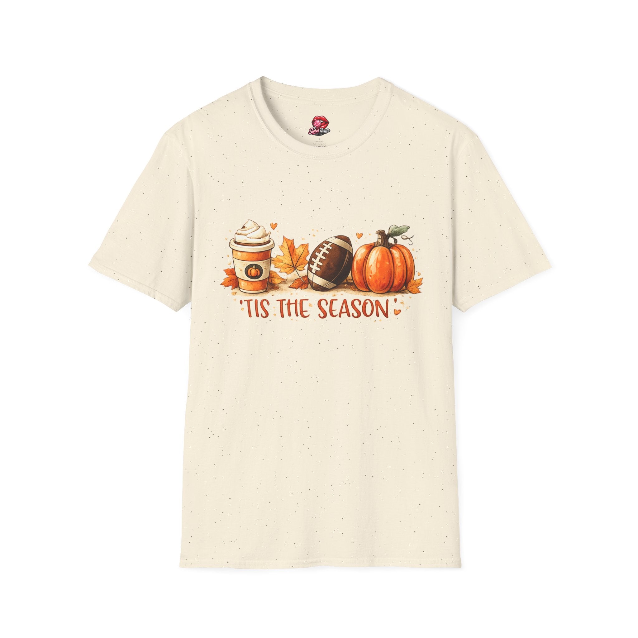 Pumpkin Coffee Football T-Shirt | ’Tis the Season Fall Football Tee | Autumn Game Day Shirt