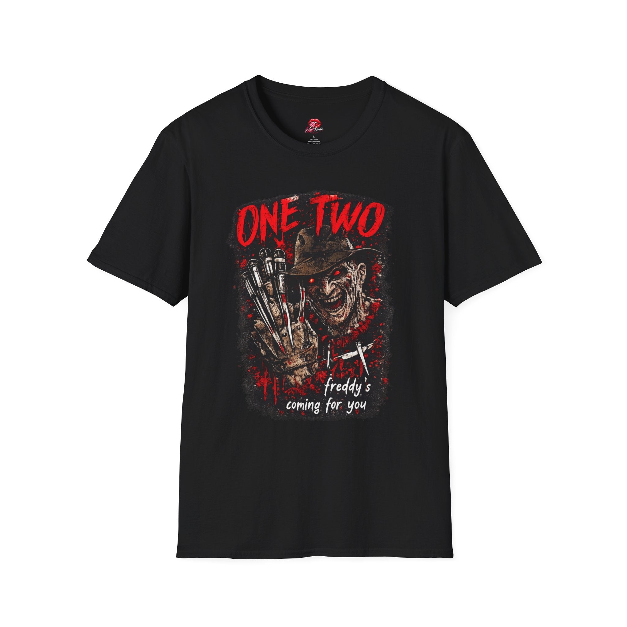 One Two Horror Graphic T-Shirt | Retro Slasher Inspired Halloween Tee | Vintage Creepy Graphic Shirt | Spooky Season Horror Fan Gift