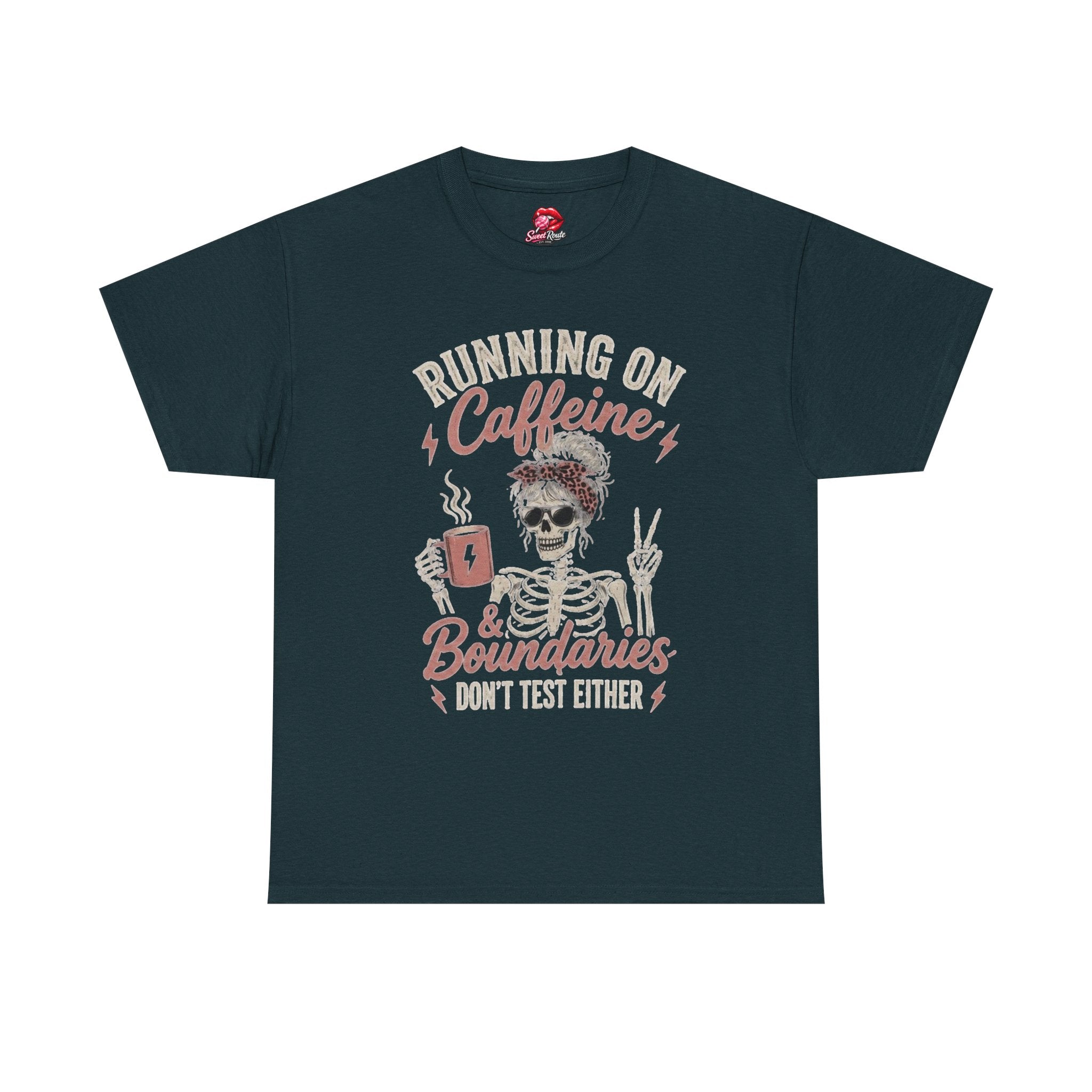 Running on Caffeine & Boundaries Skull Tee | Coffee Skeleton Shirt