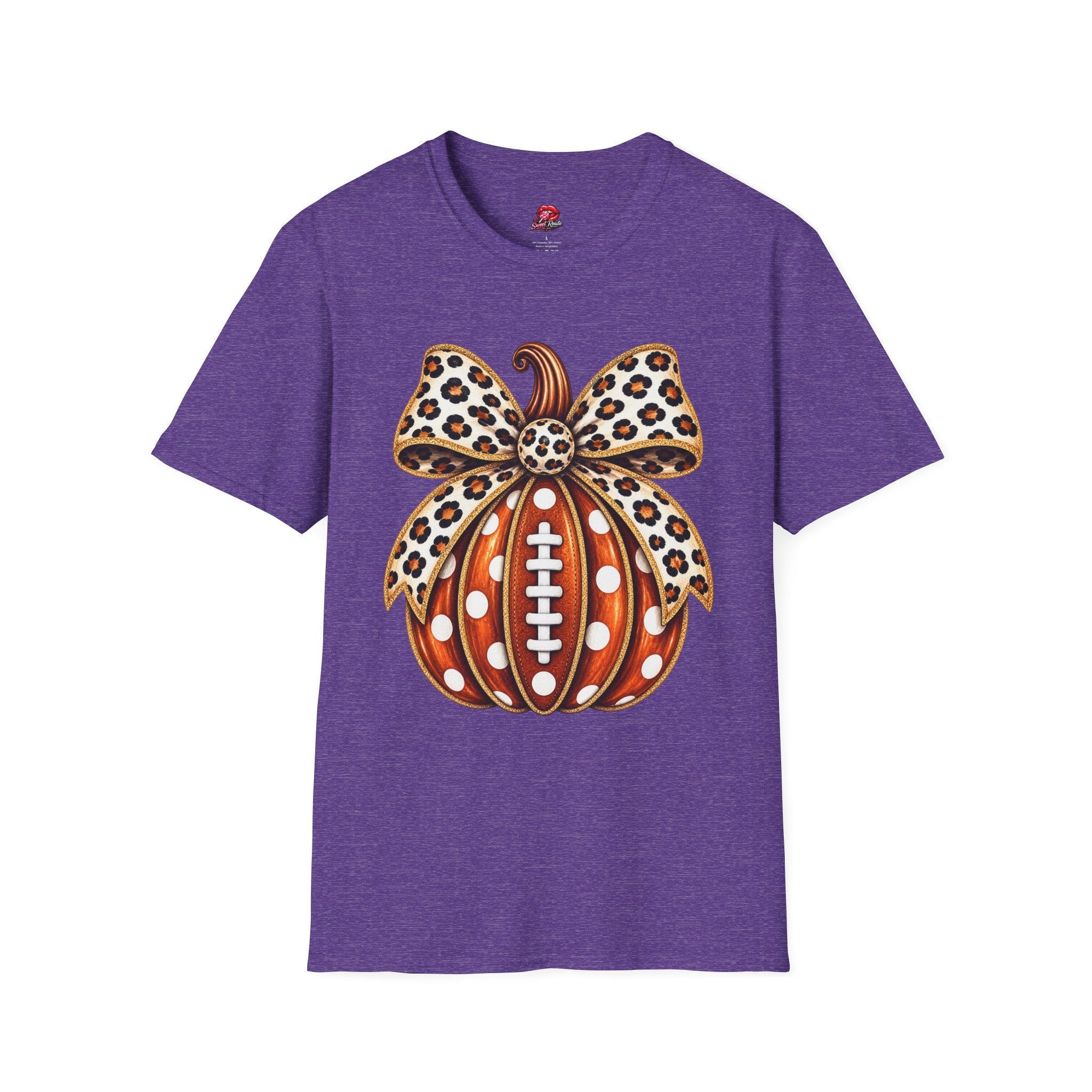 Leopard Bow Football Pumpkin T-Shirt