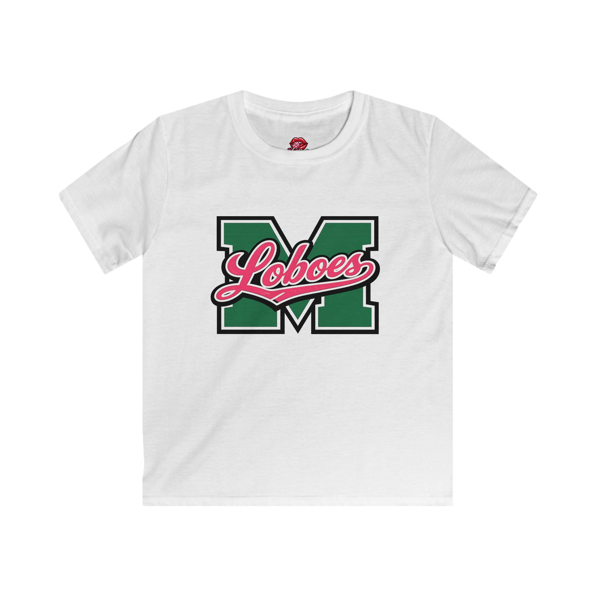 Green Block 'M' with Pink Loboes Kids Tee
