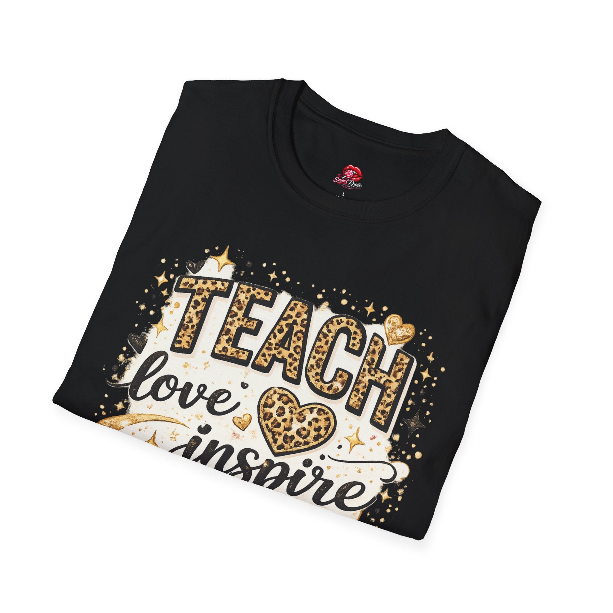 Teacher Leopard Heart T-Shirt | Teach Love Inspire Graphic Tee | Inspirational Teacher Shirt