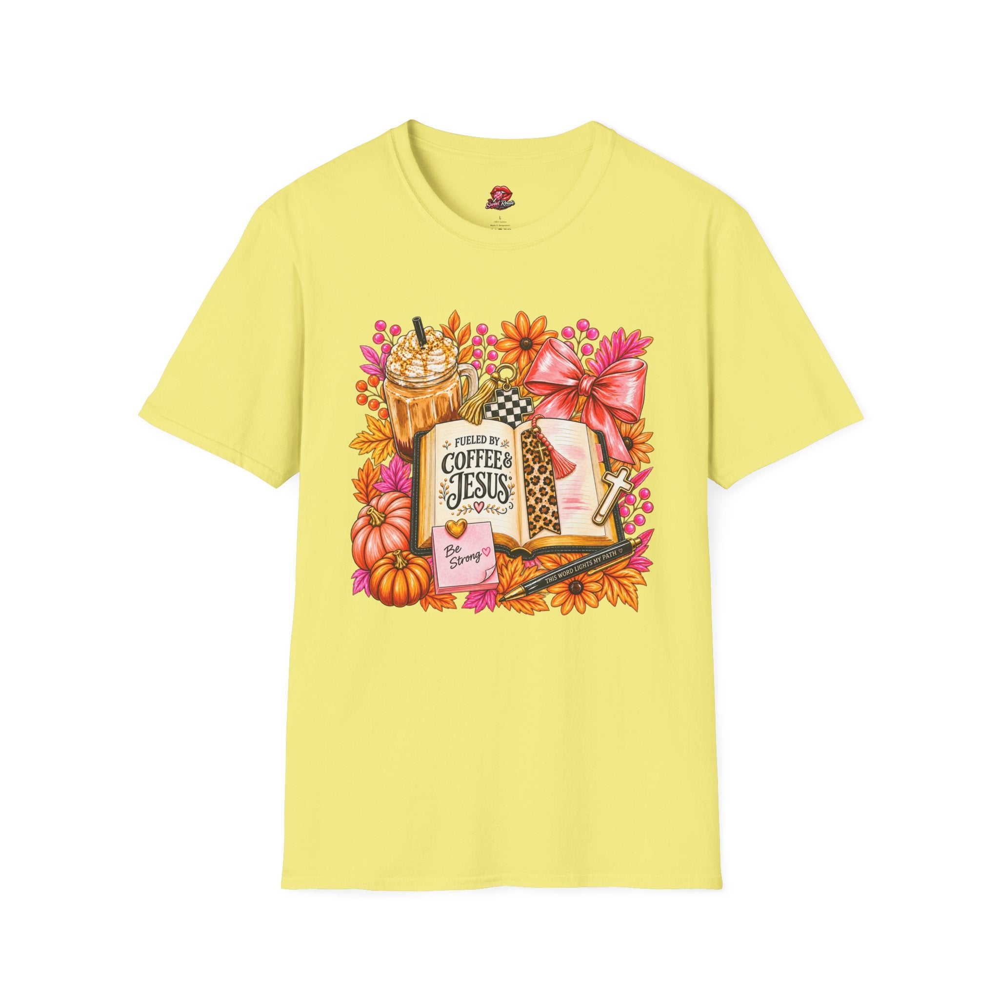 Fueled by Coffee & Jesus Autumn Floral Tee