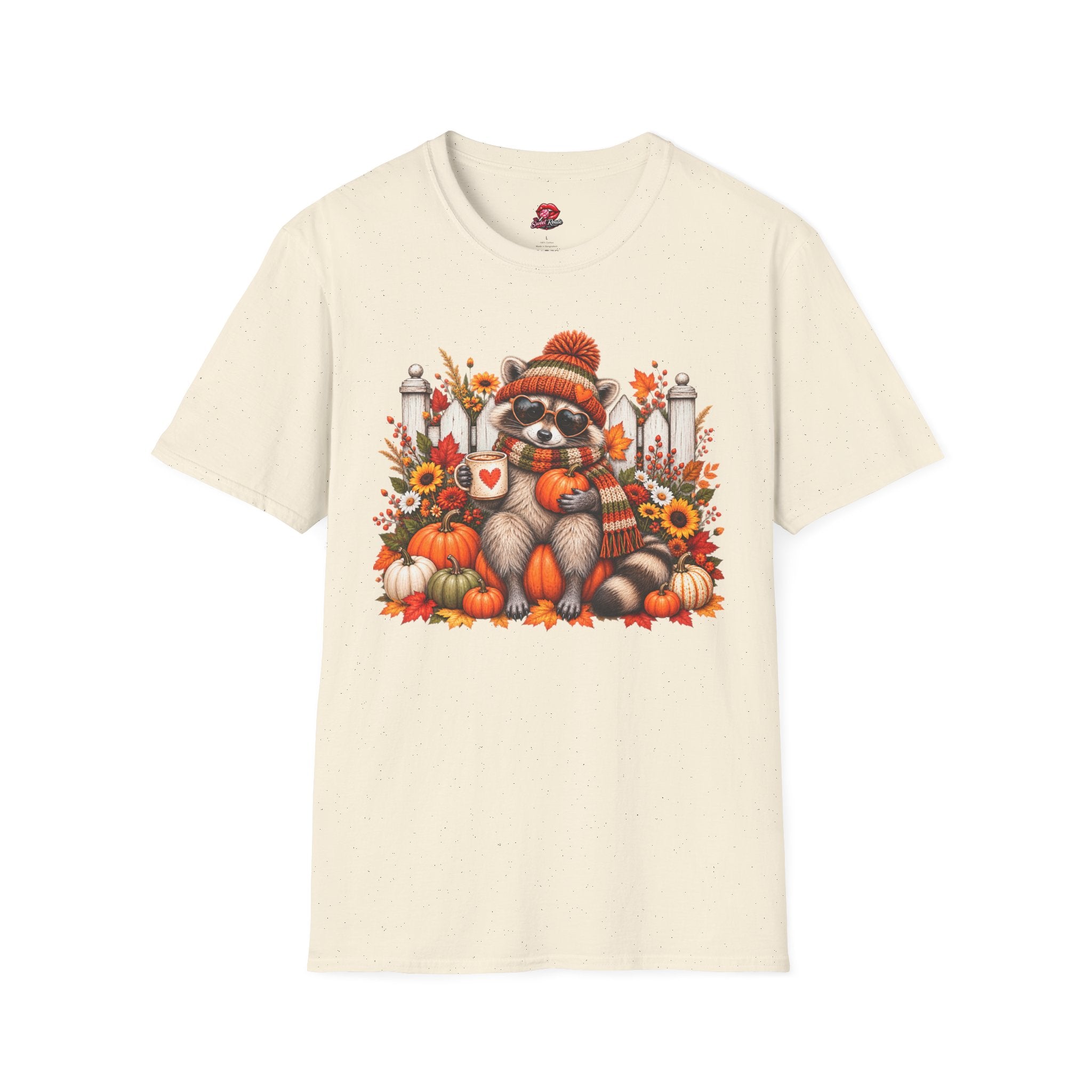 Cozy Fall Pumpkin, Sunflower RaccoonT-Shirt