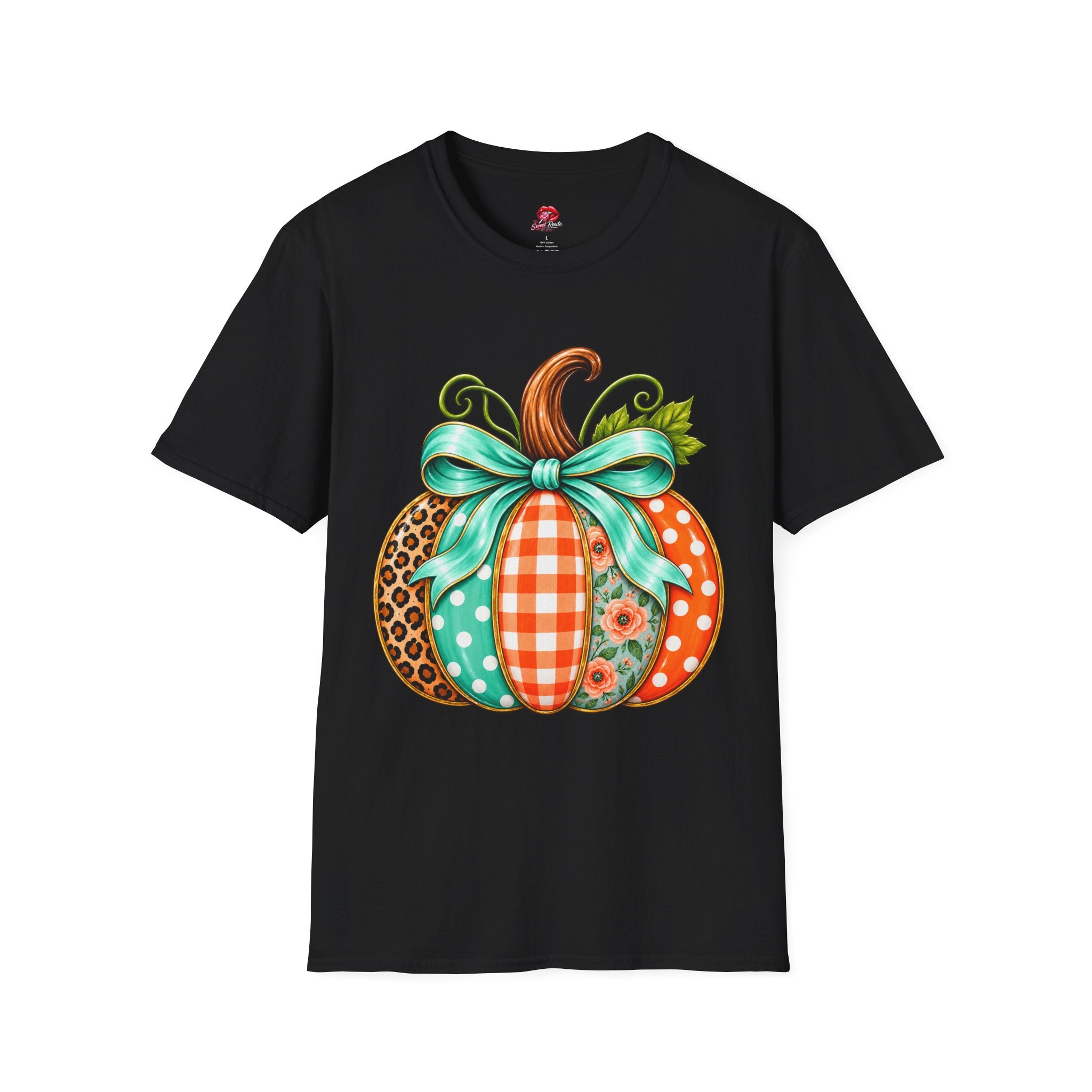 Fall Patchwork Pumpkin T‑Shirt