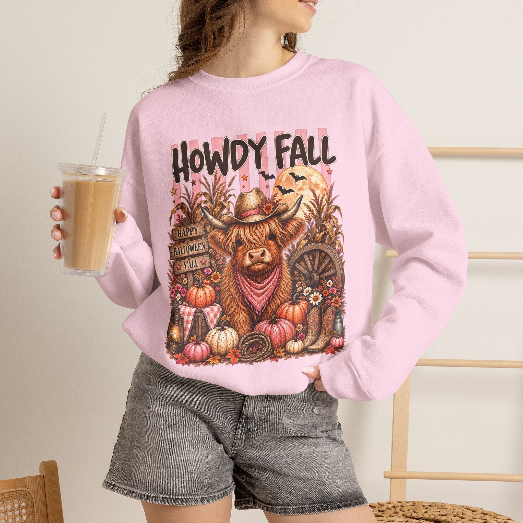 Western Autumn Cowgirl Pumpkin Crewneck