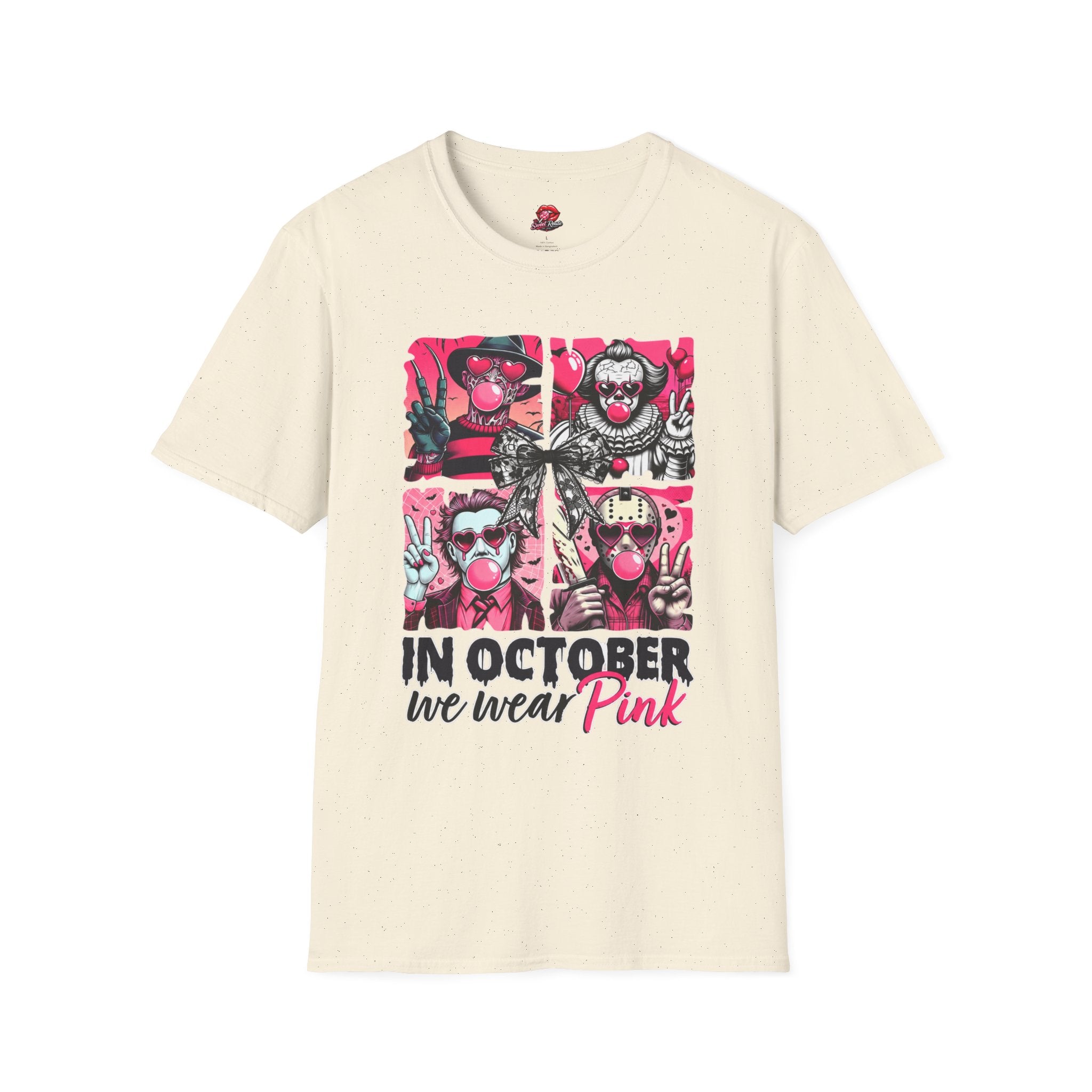 In October We Wear Pink Halloween Breast Cancer Awareness Tee