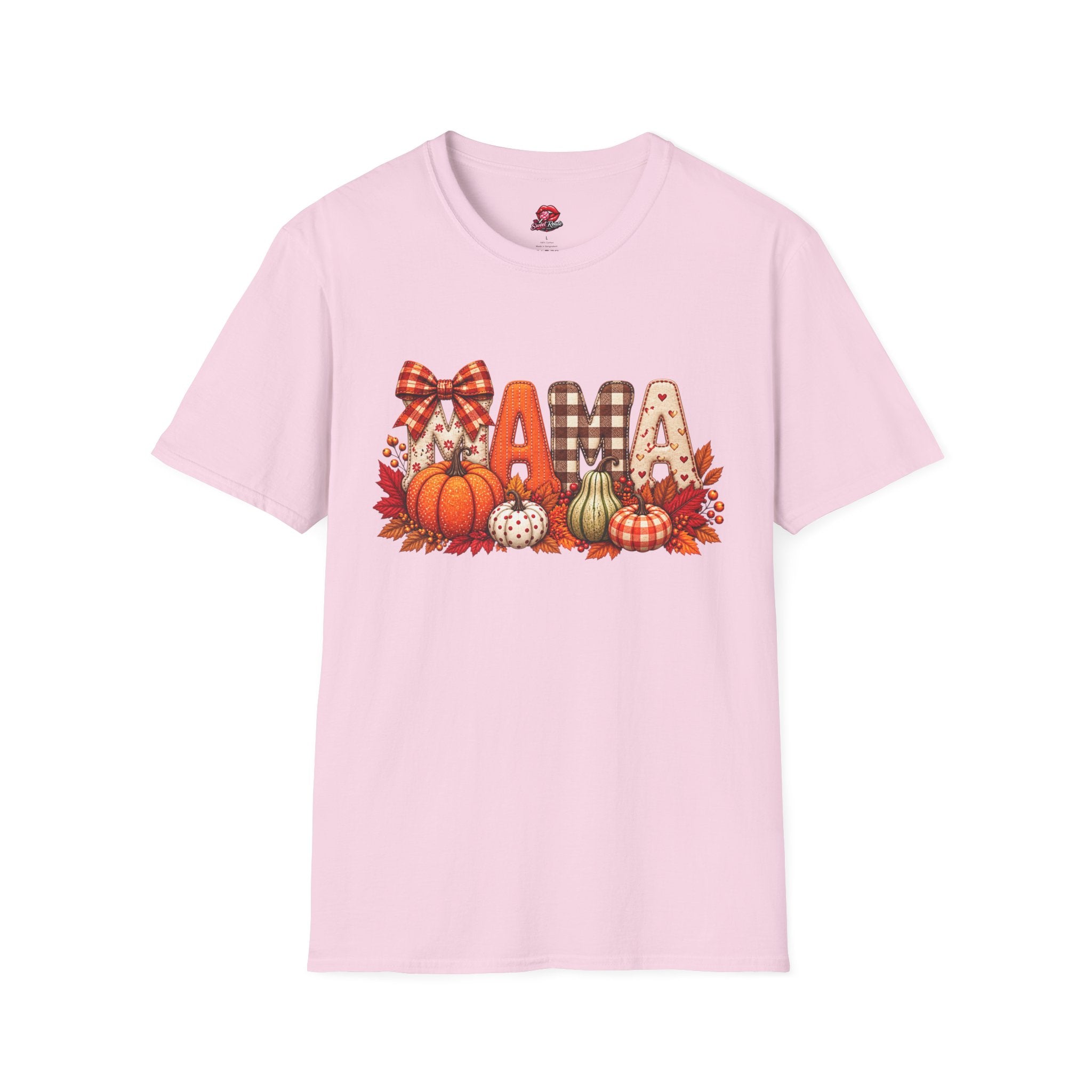 Mama Fall Pumpkin T-Shirt — Autumn Plaid & Gingham Harvest Tee