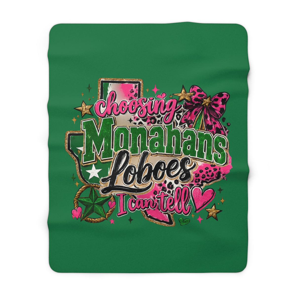 Sherpa Blanket — "Choosing Monahans Loboes I Can’t Tell" Cozy Fleece Throw
