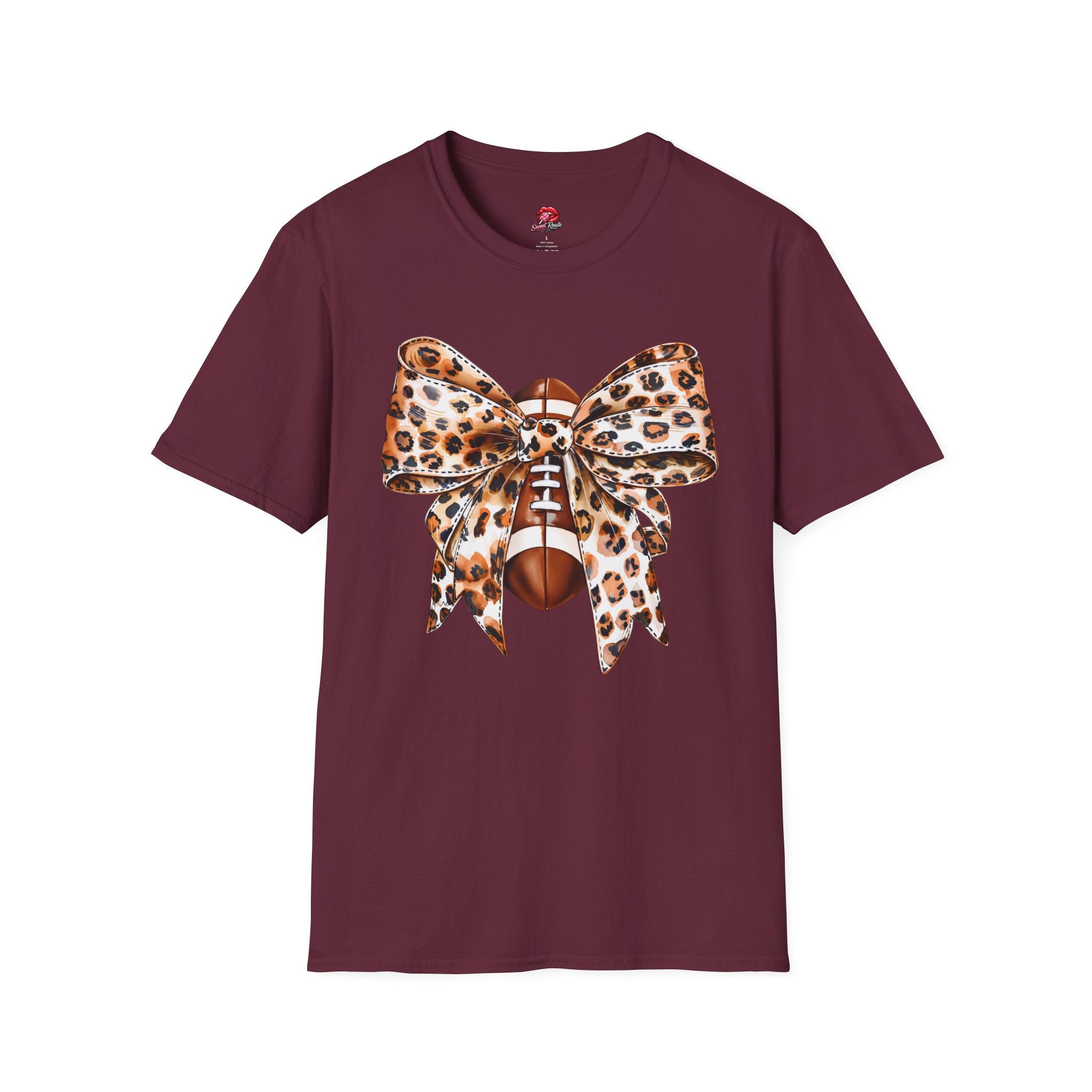 Leopard Bow Football T-Shirt