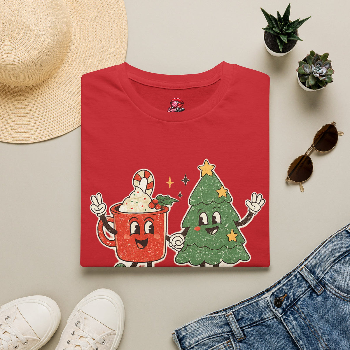 Feelin' Jolly mug and Christmas tree T-Shirt