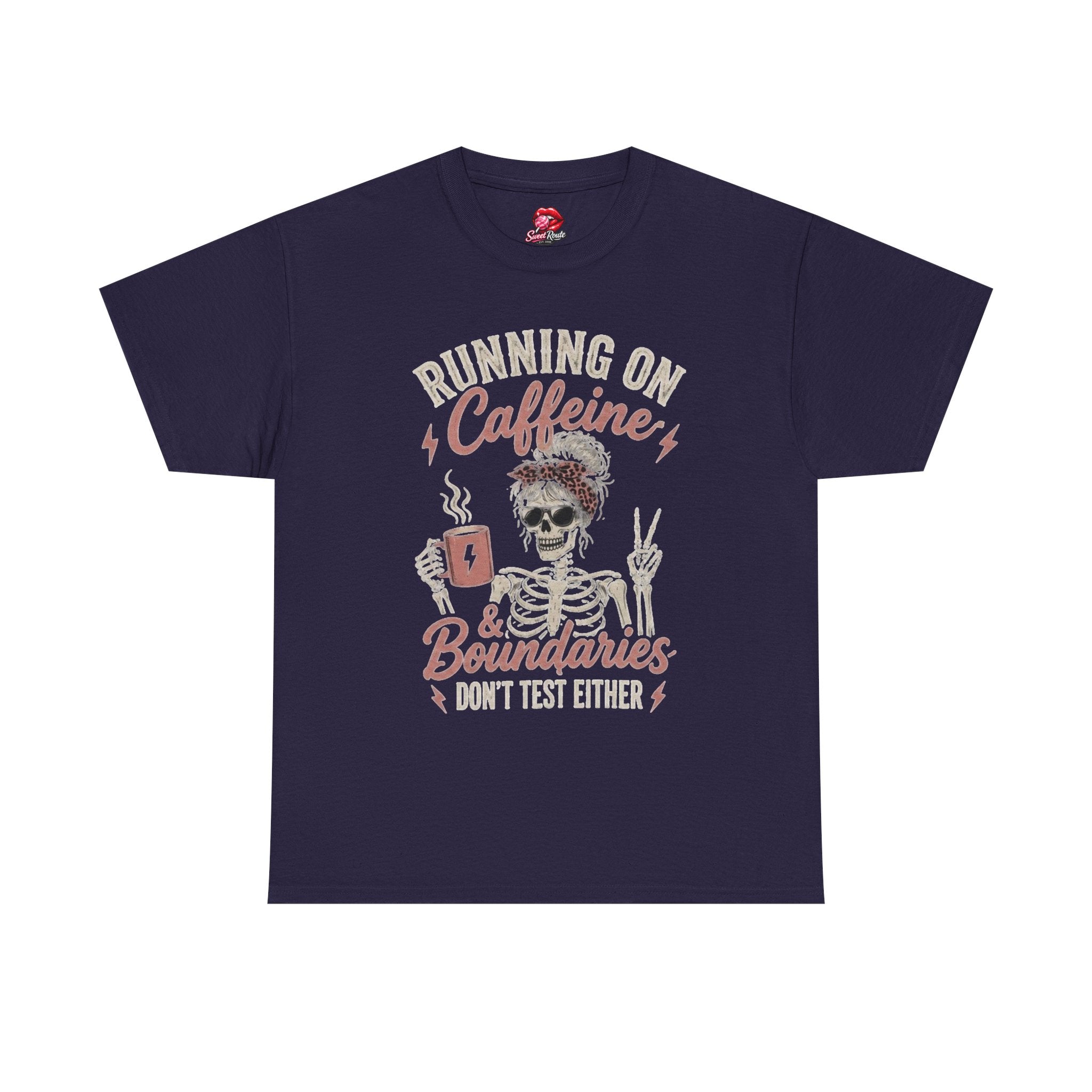Running on Caffeine & Boundaries Skull Tee | Coffee Skeleton Shirt