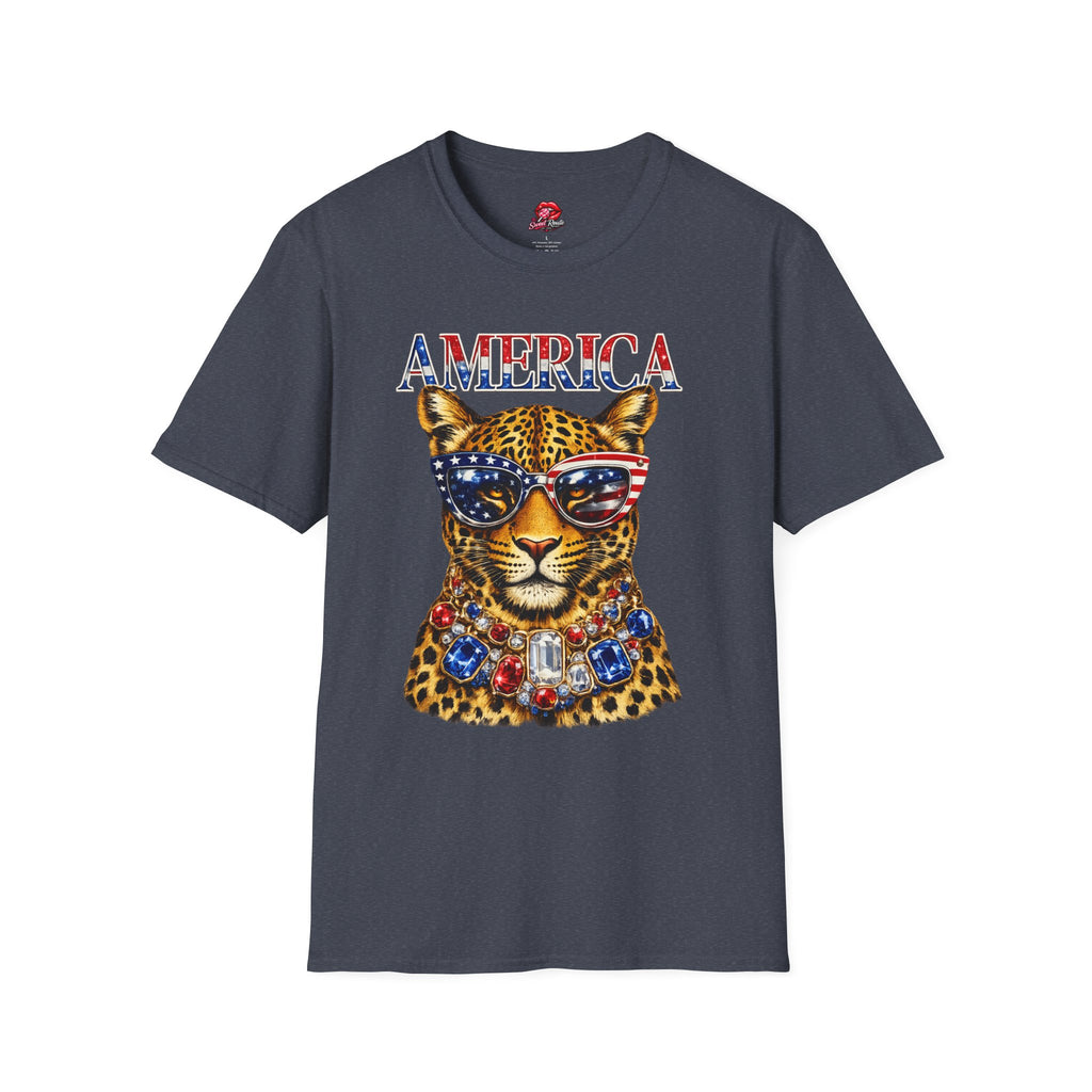 Patriotic Leopard with USA Sunglasses T-Shirt