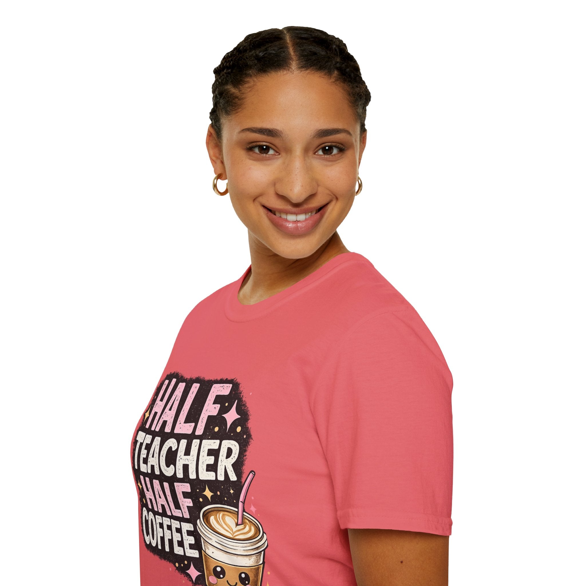Half Teacher Half Coffee T-Shirt | Funny Teacher Coffee Shirt | Cute Caffeine Lover Tee | Teacher Appreciation Gift