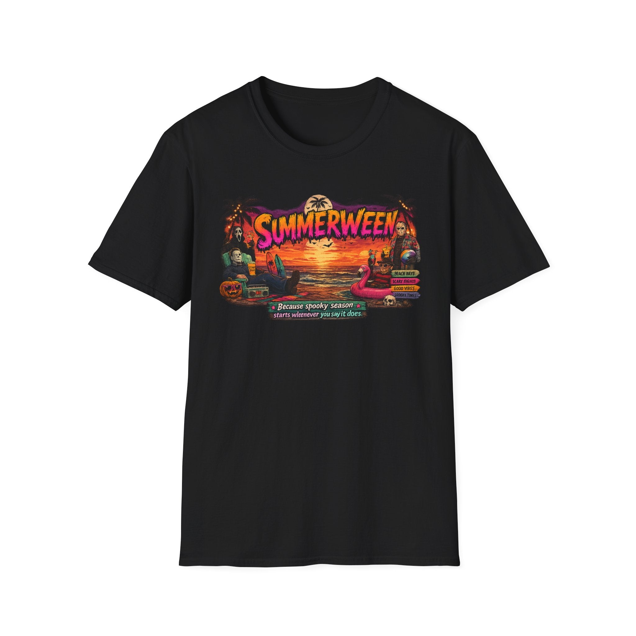 Summerween Halloween Beach Vibes "Because Spooky Season" Graphic Tee
