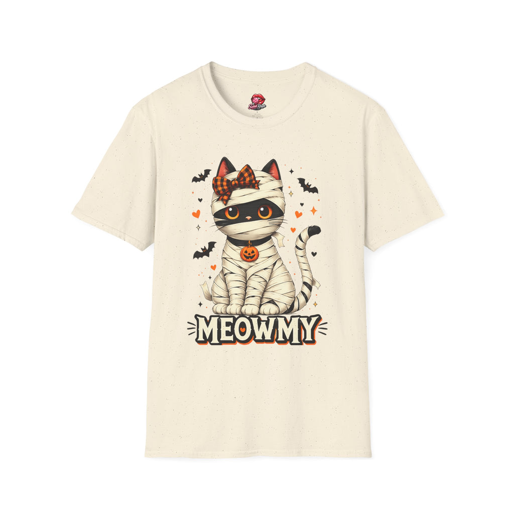 Mummy Cat Meowmy Halloween T-Shirt | Cute  Black Cat Ghost Graphic Tee | Funny Cat Mom Halloween Shirt | Spooky Fall Cat Lover Gift