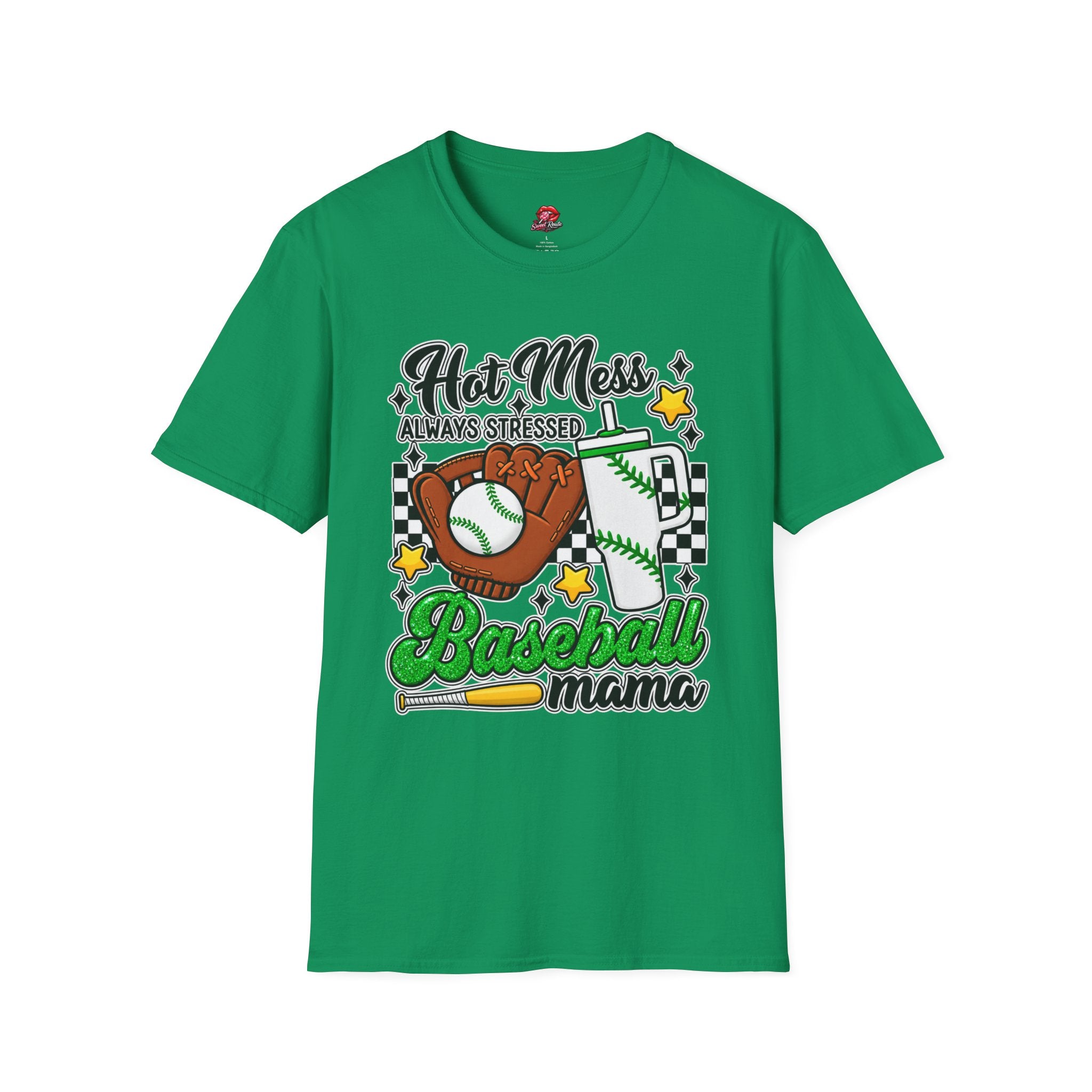 Hot Mess Always Stressed Baseball Mom Tee