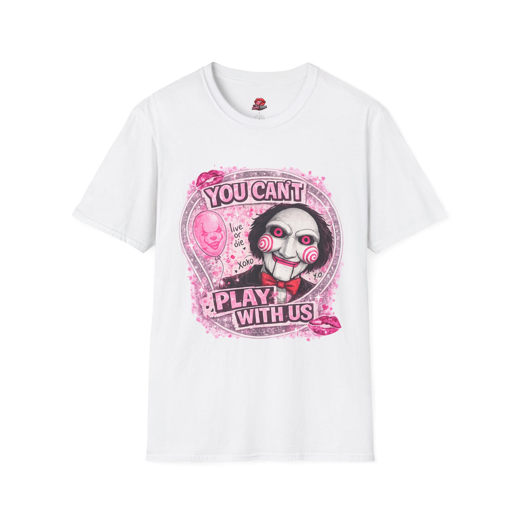 You Can’t Play With Us Horror T-Shirt | Pink Jigsaw Doll Inspired Graphic Tee | Cute Spooky Halloween Shirt