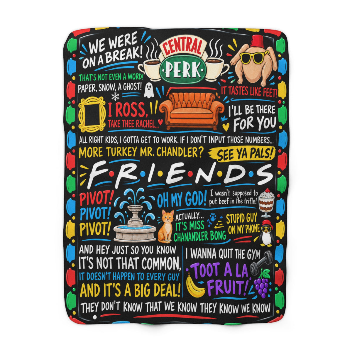 Friends Quote Sherpa Fleece Blanket