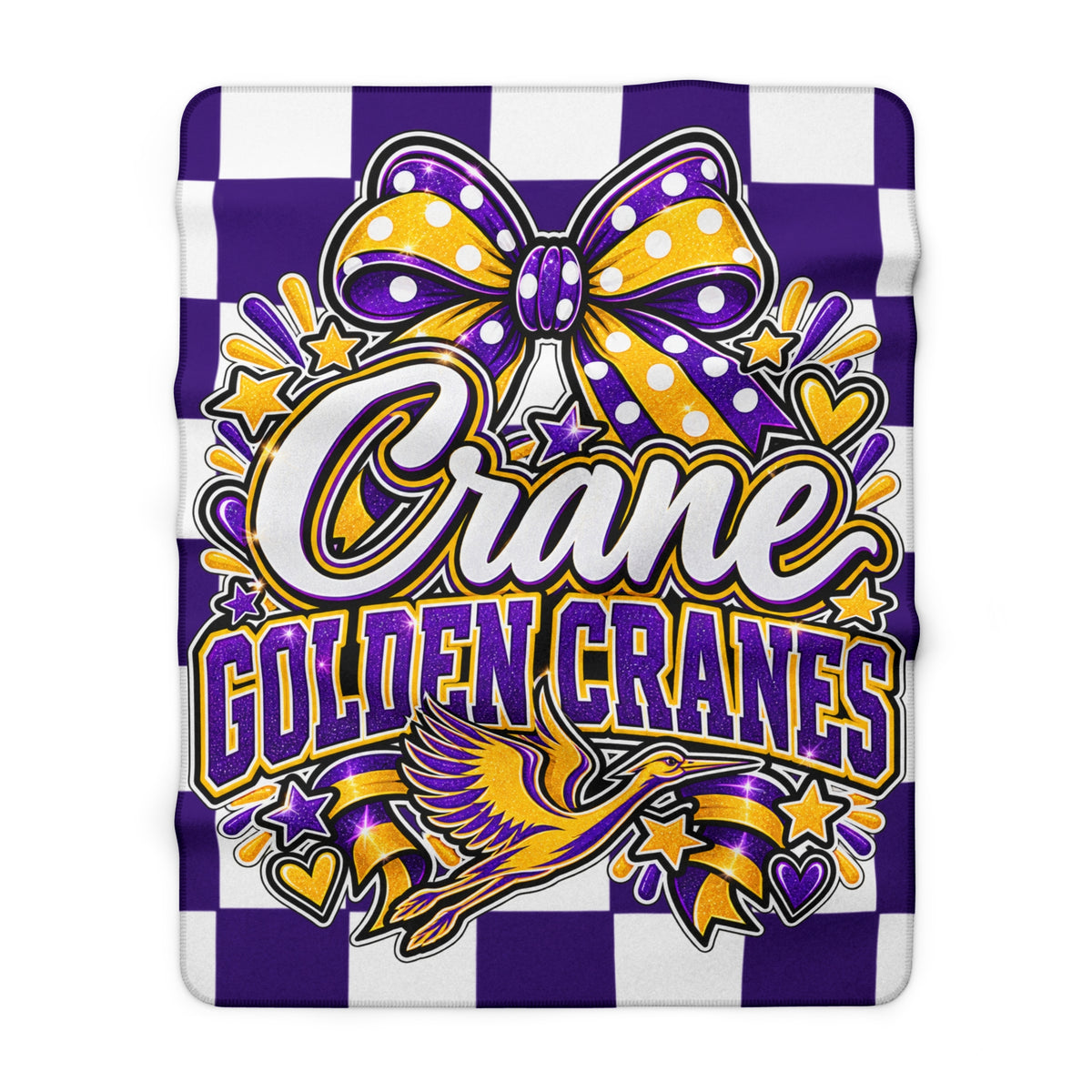 Golden Cranes Sherpa Fleece Blanket