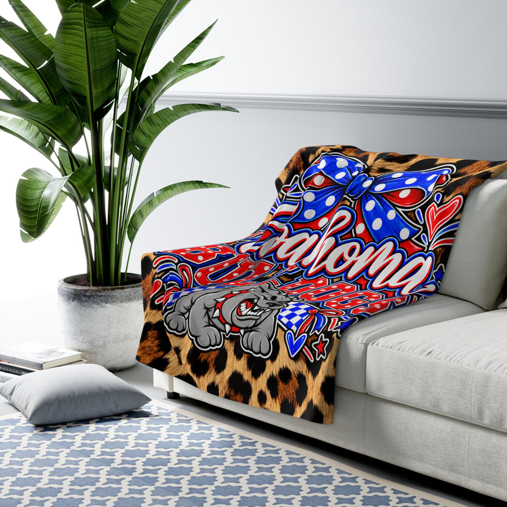 Coahoma Bulldogs Leopard Print Sherpa Fleece Blanket