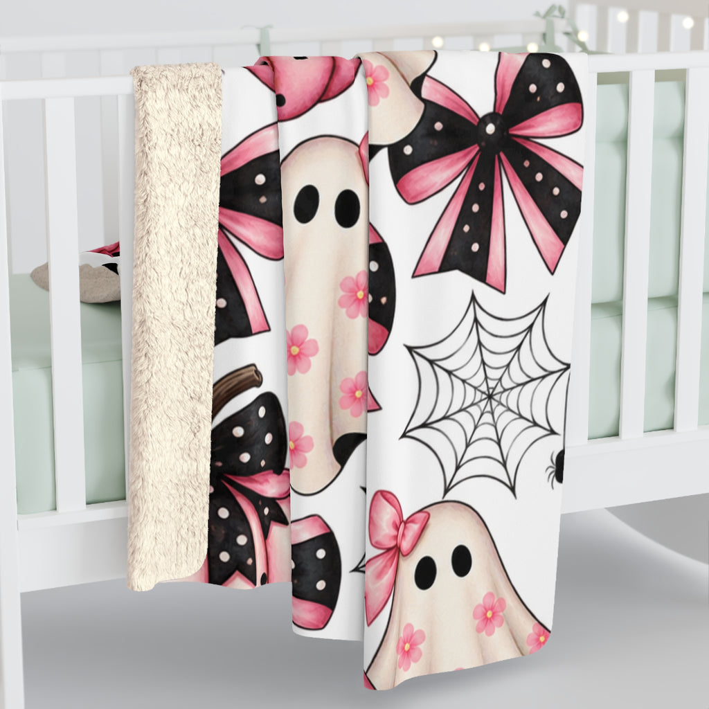 Pink Pastel Halloween Sherpa Blanket