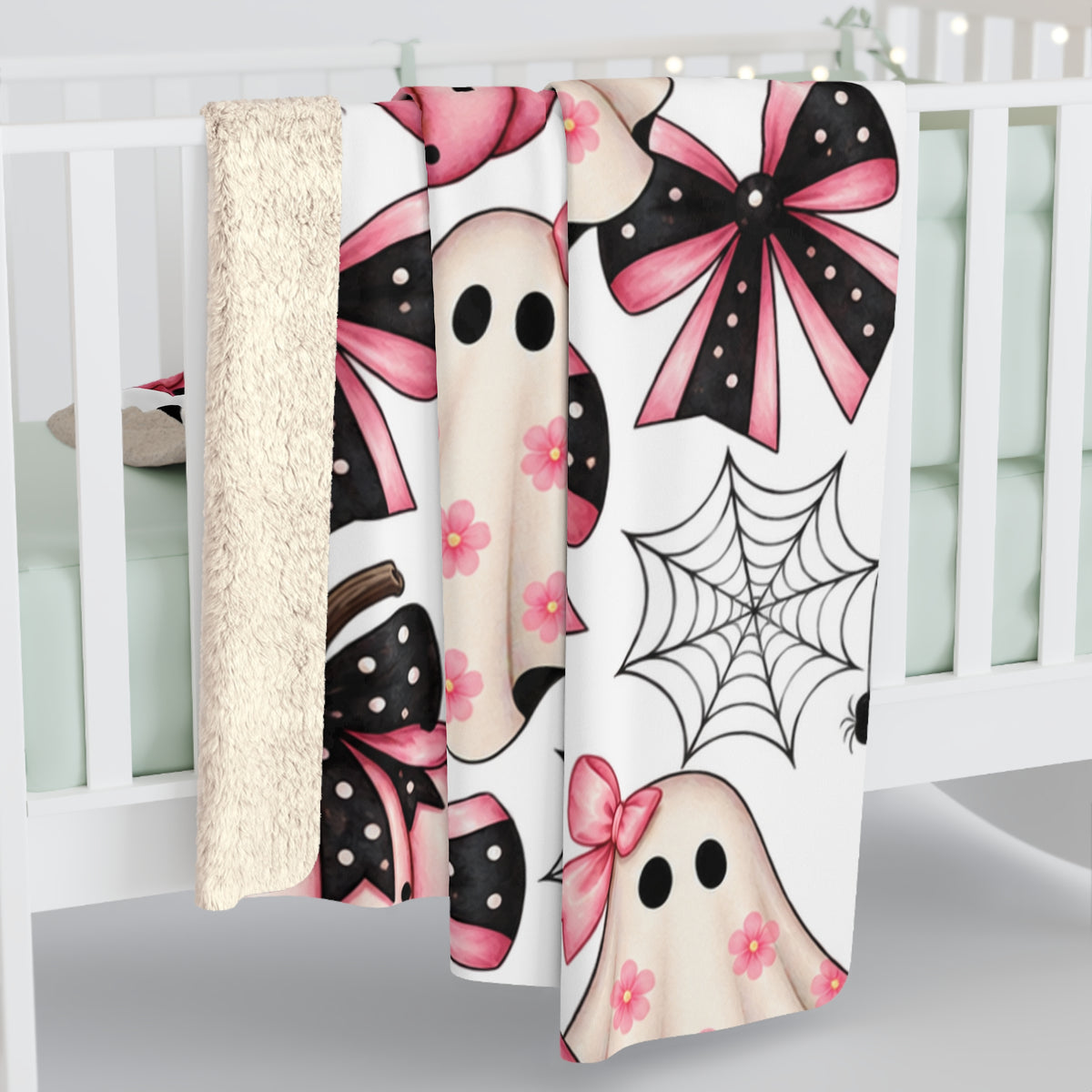 Pink Pastel Halloween Sherpa Blanket