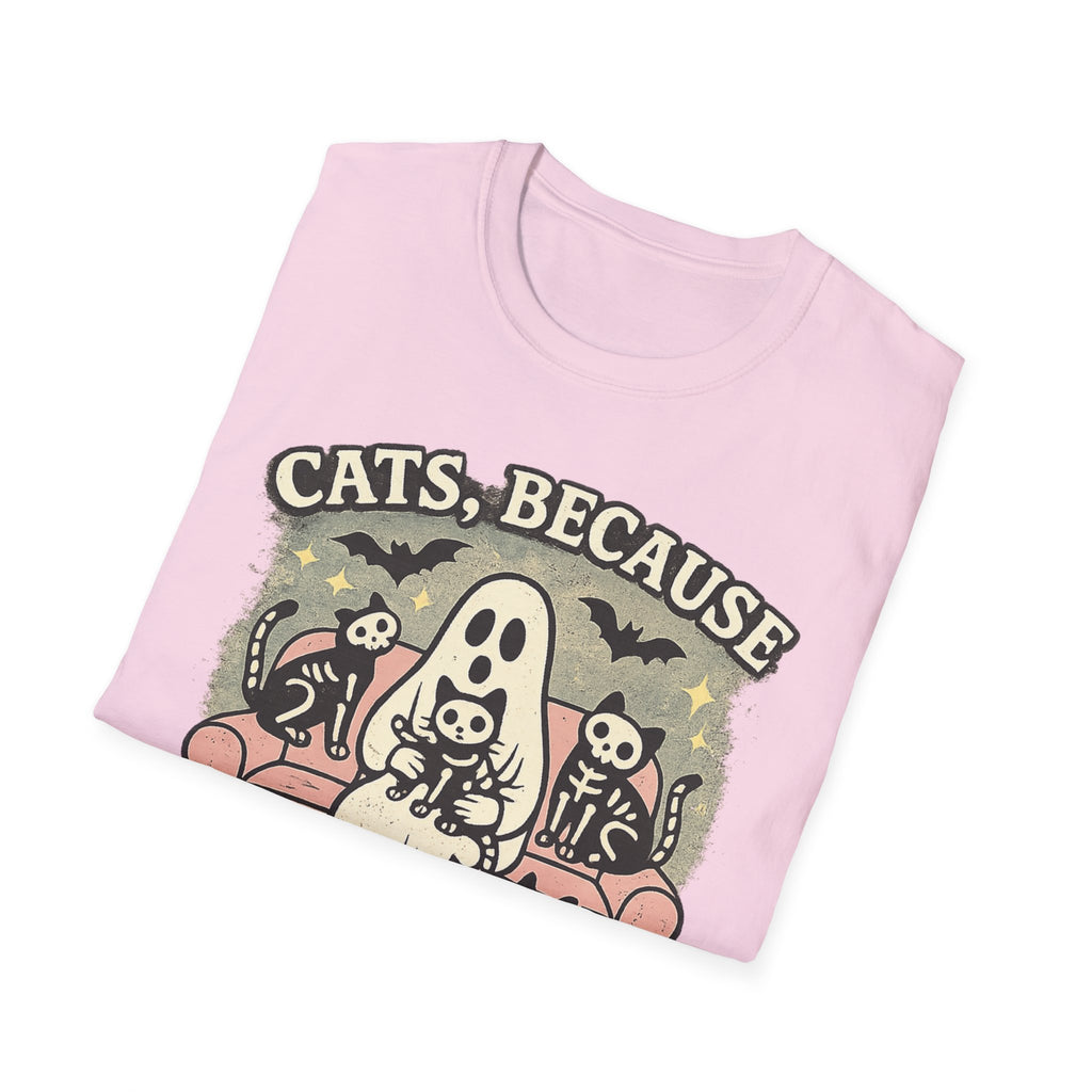 Cats, Because People Suck T-Shirt | Funny Black Cat Halloween Shirt | Cute Spooky Cat Graphic Tee | Cat Lover Gift for Women & Men