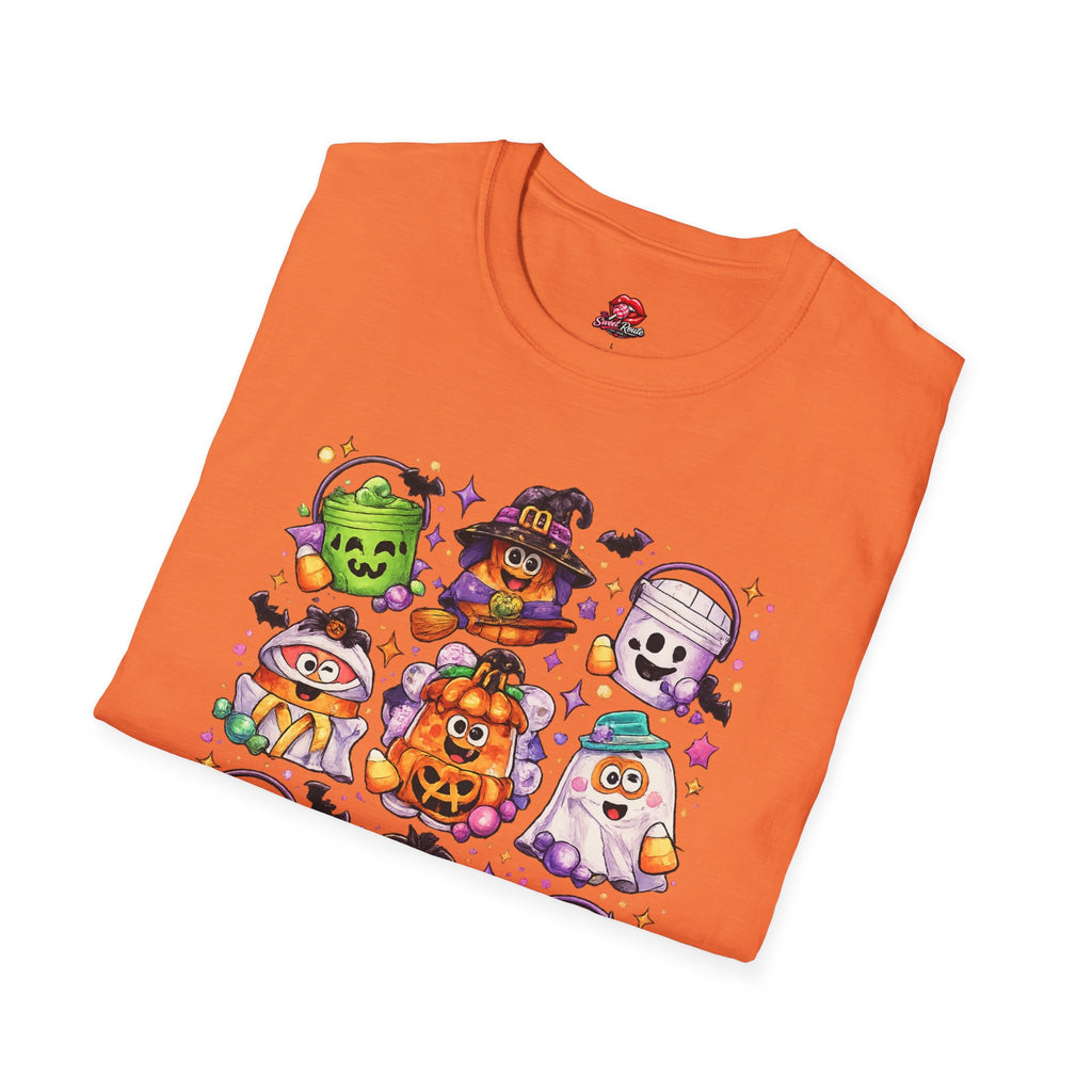 Halloween Trick or Treat Cuties T-Shirt | Cute Ghost & Pumpkin Kids Halloween Graphic Tee | Retro Spooky Season Shirt