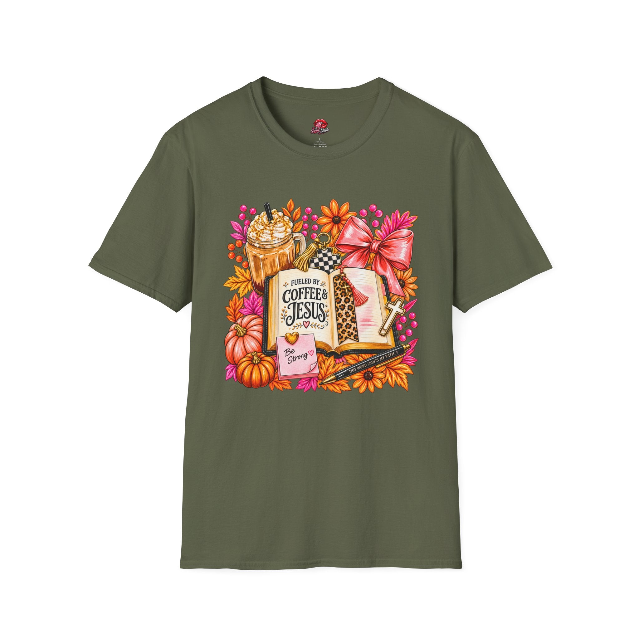 Fueled by Coffee & Jesus Autumn Floral Tee
